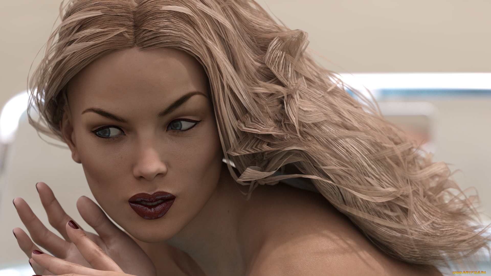 3д, графика, портрет, , portraits, фон, взгляд, девушка