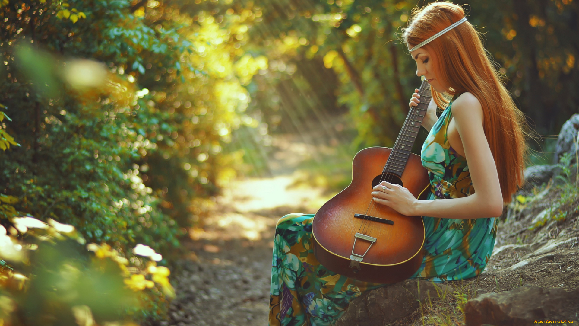 музыка, -другое, природа, растения, гитара, девушка
