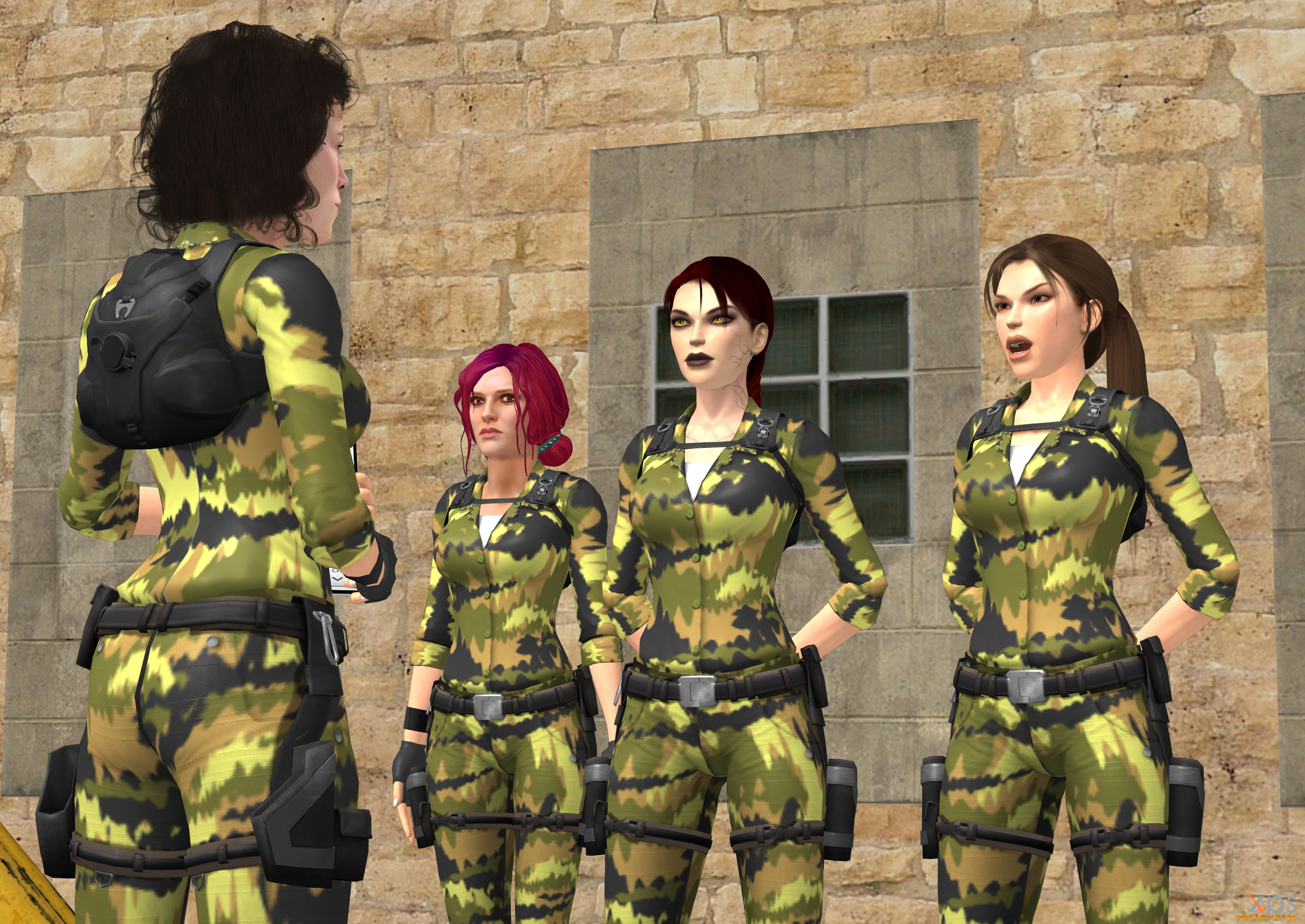 3д, графика, армия, , military, фон, девушки, взгляд