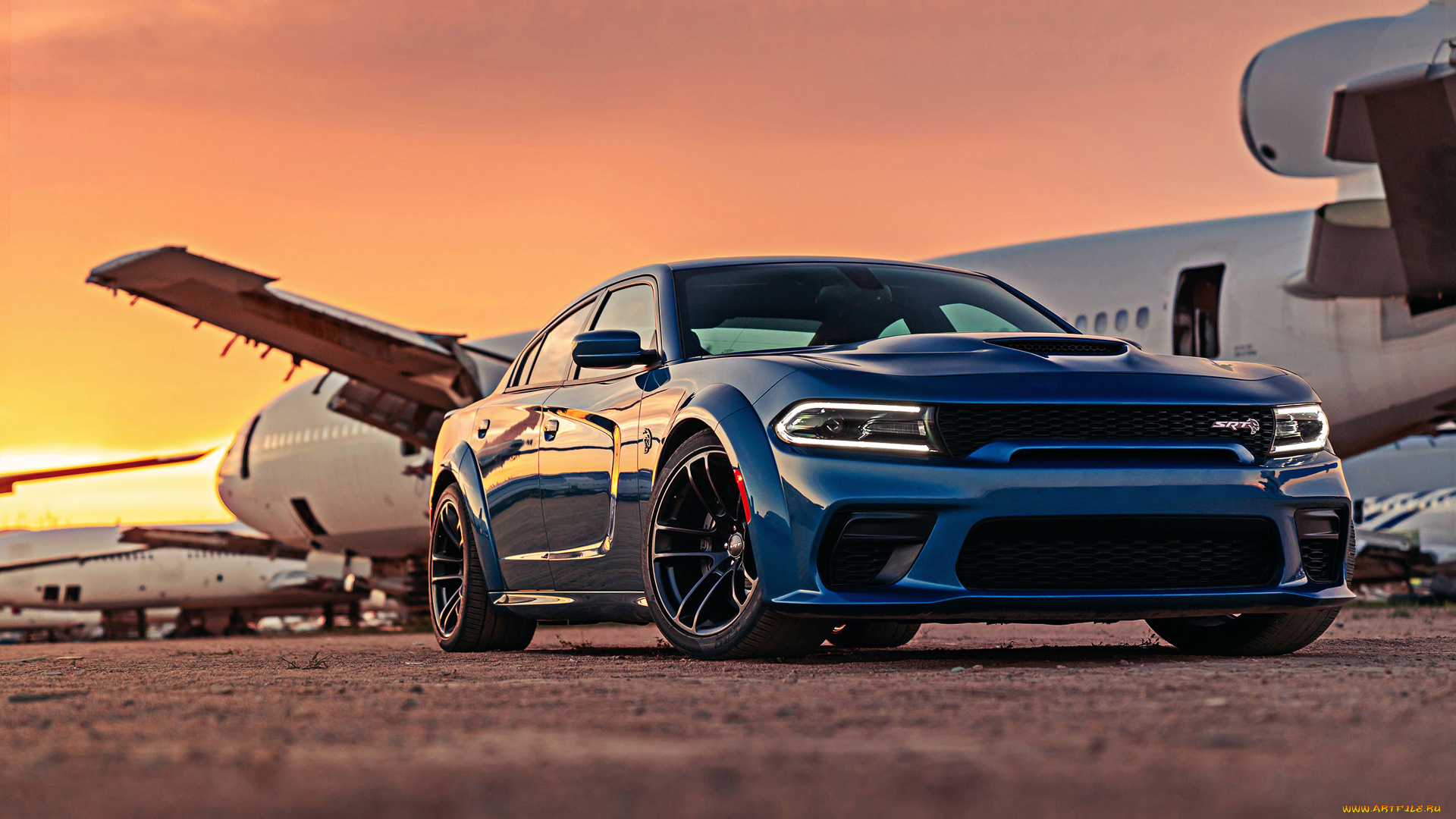 2020, dodge, charger, , hellcat, widebody, автомобили, dodge, спортивный, седан, вид, спереди, самолет, 2020, charger, американские, черные, колеса, синий, новинки