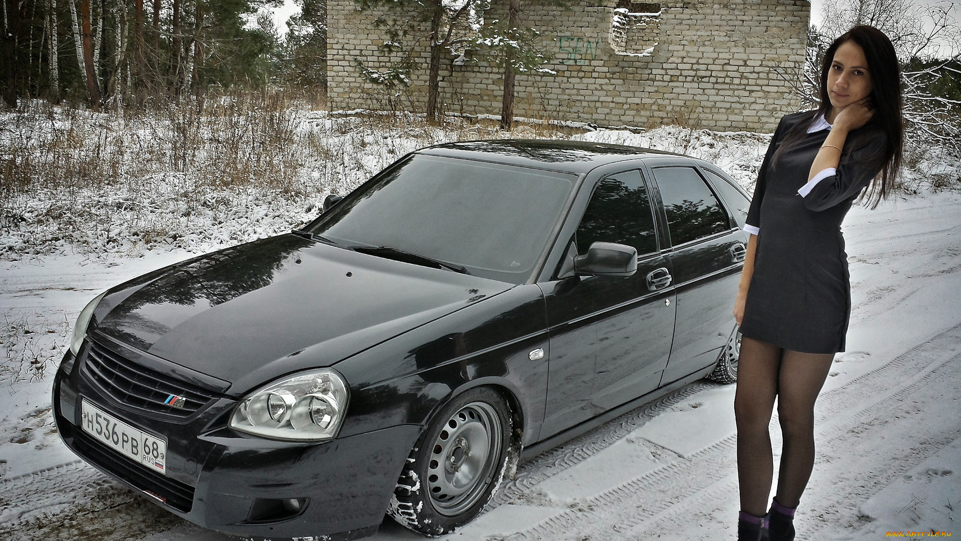 приора, автомобили, -авто, с, девушками, девушка, автомобиль, ваз, лада