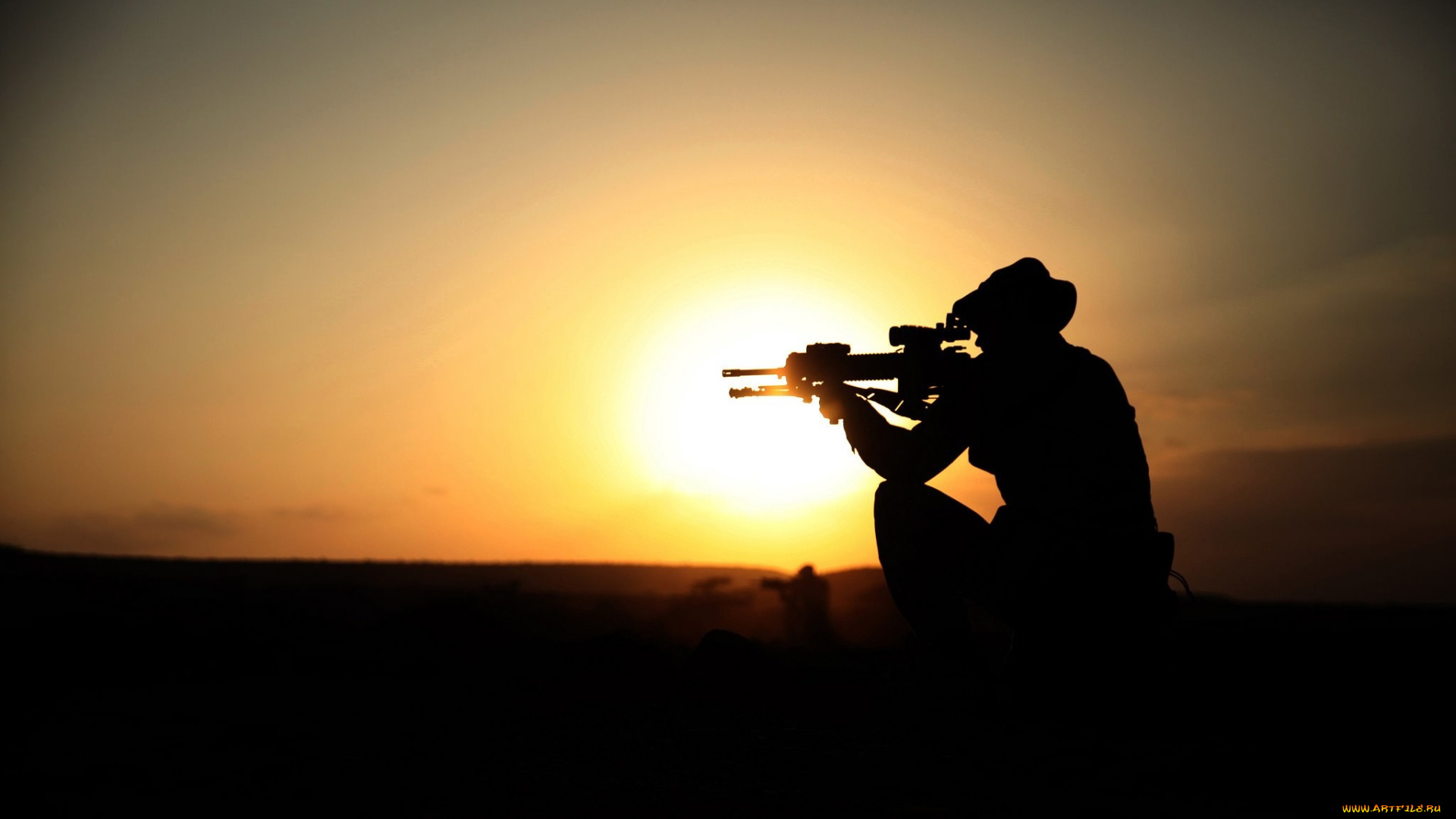 оружие, армия, спецназ, мужчины, солдат, закат, винтовки, силуэт