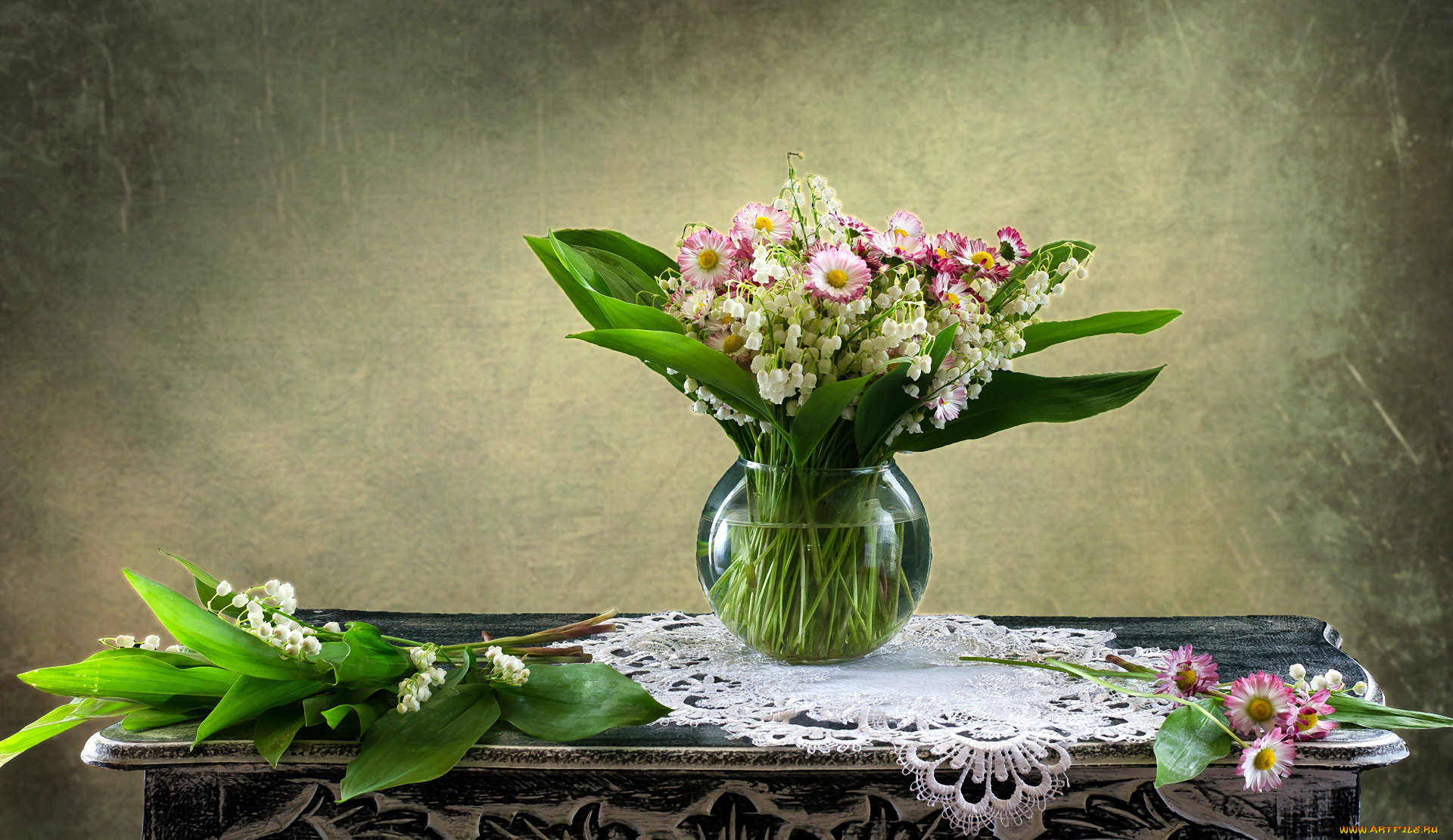 цветы, букеты, , композиции, ландыши, букет, маргаритки