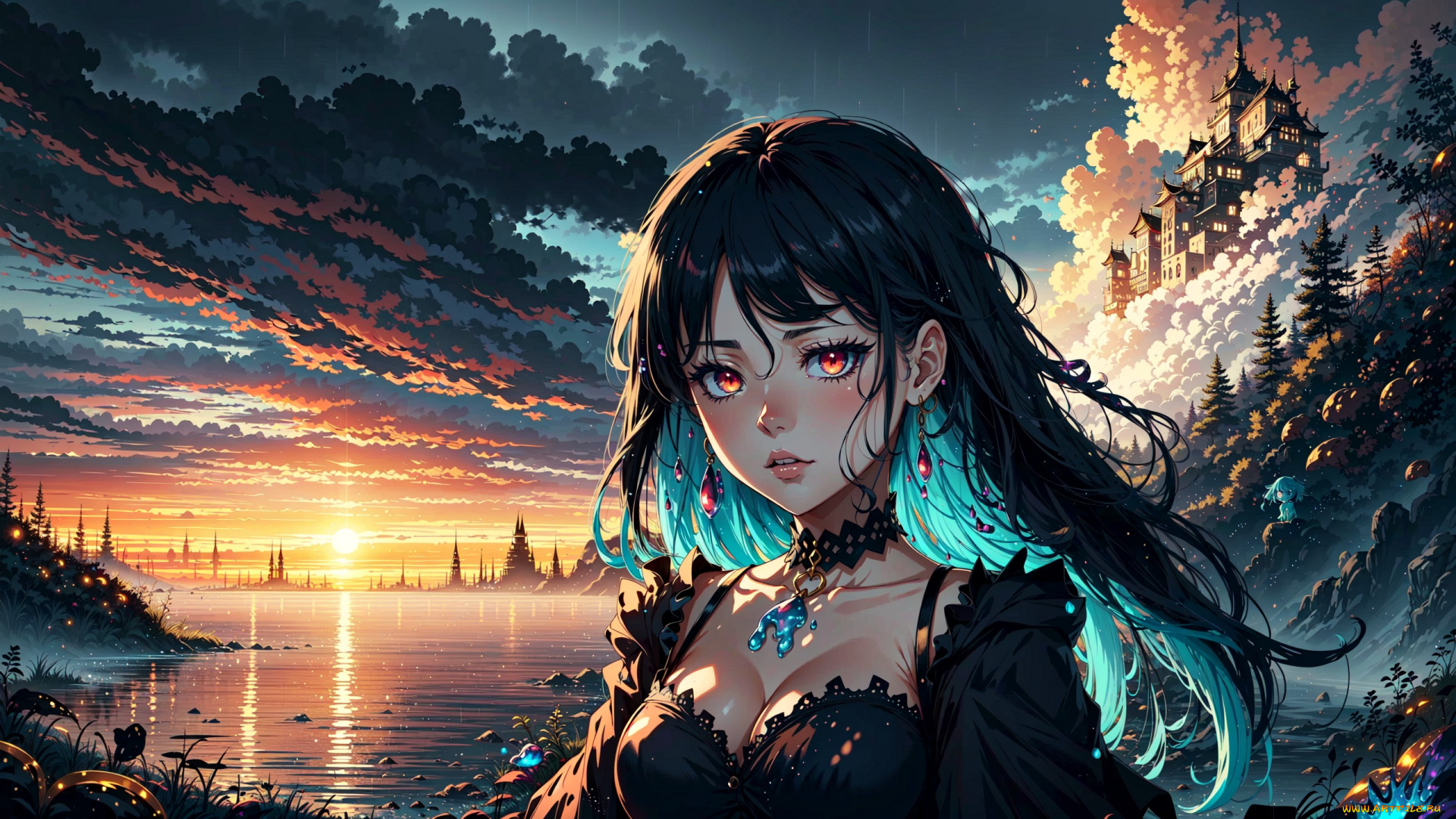 аниме, пейзажи, , природа, нейросети, графика, нейроарт, ai, art, нейронные, сети, рисунки, нейро, искусство