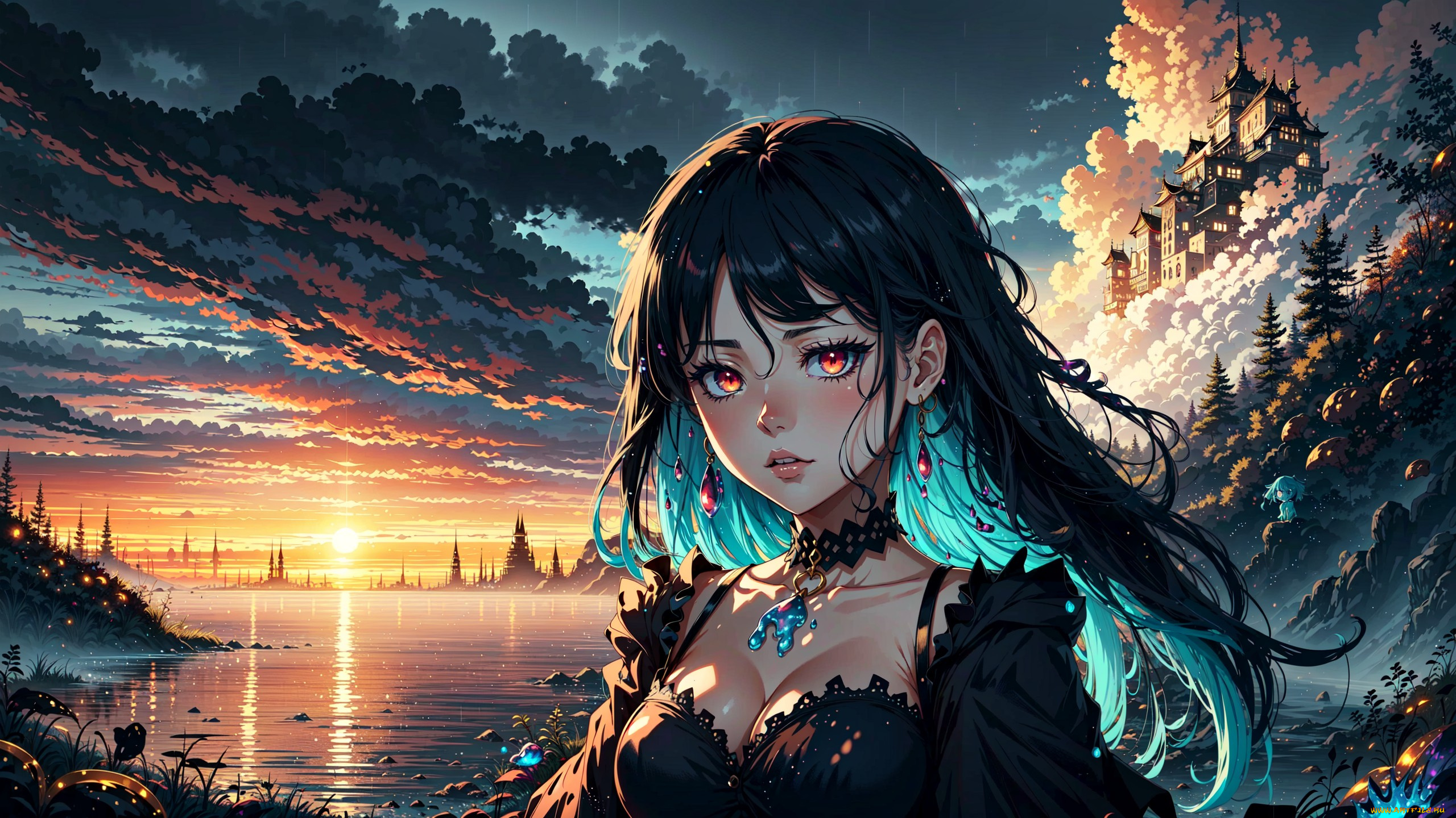 аниме, пейзажи, , природа, нейросети, графика, нейроарт, ai, art, нейронные, сети, рисунки, нейро, искусство