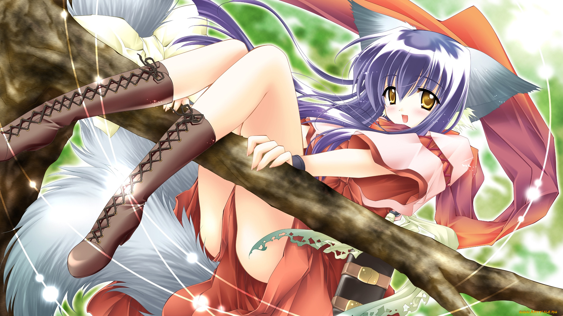 anime, wide, screen, аниме, animals