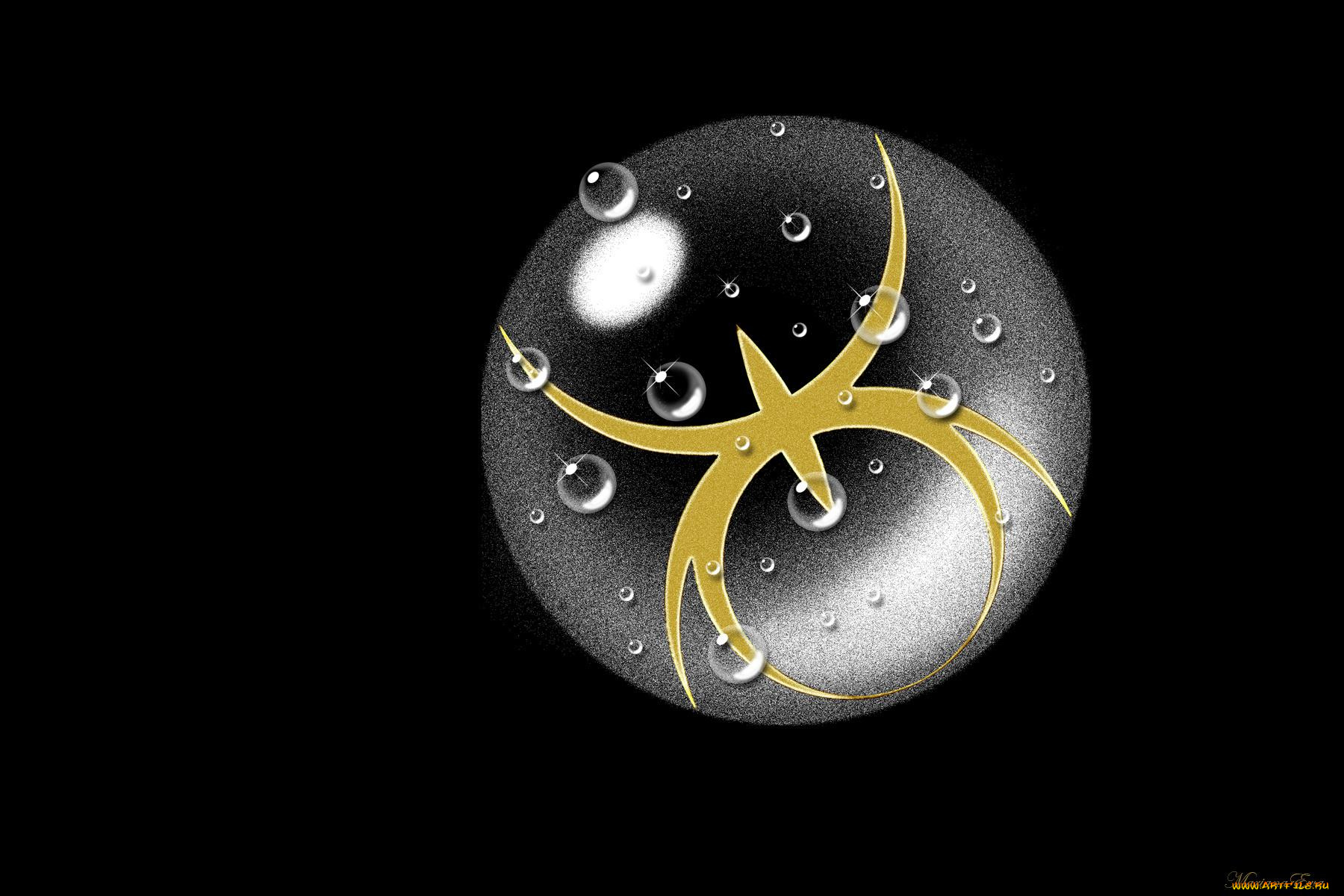 3д, графика, другое, круг, капли, воды