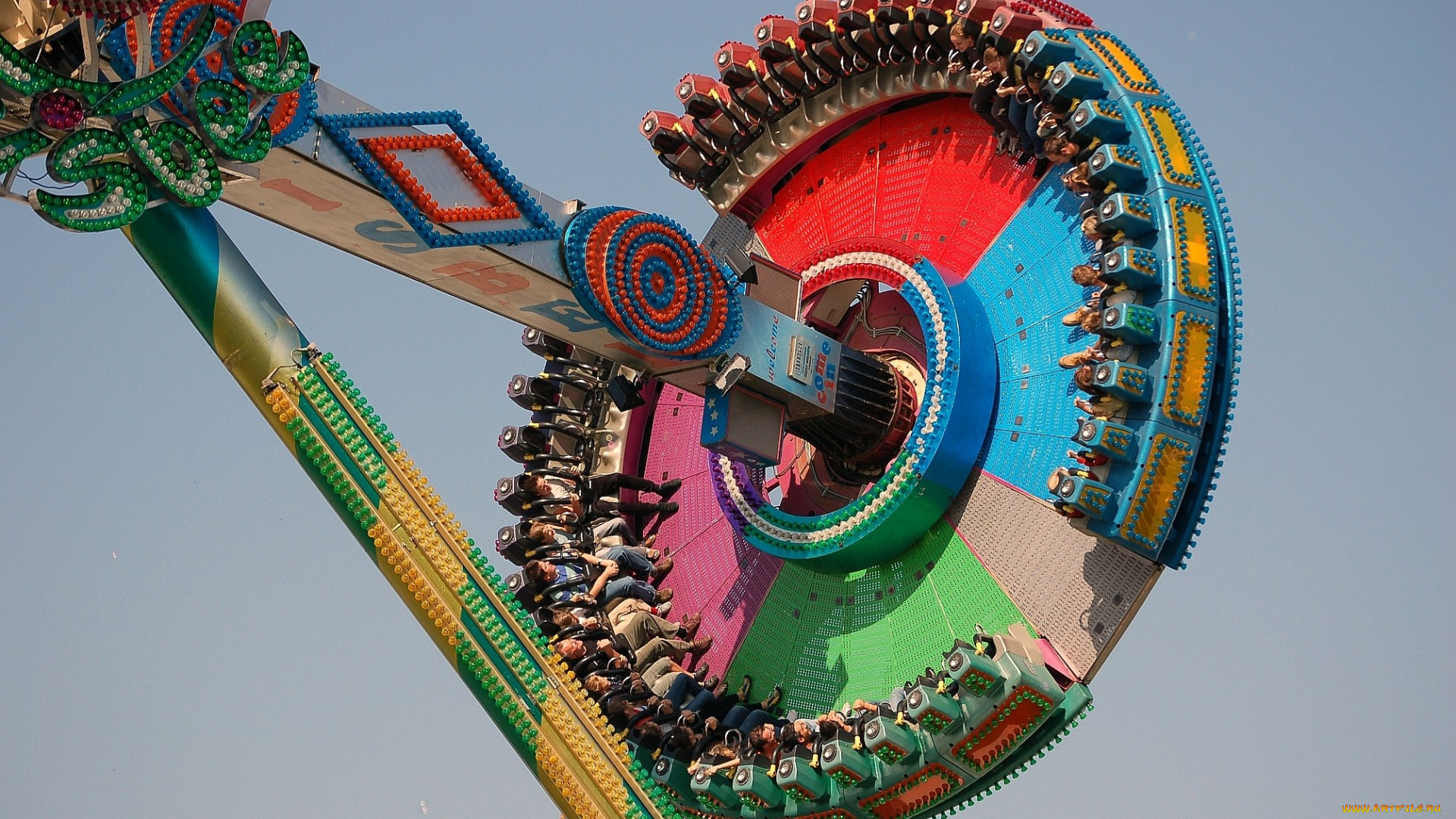 разное, карусели, качели, аттракционы, колесо, люди, аттракцион