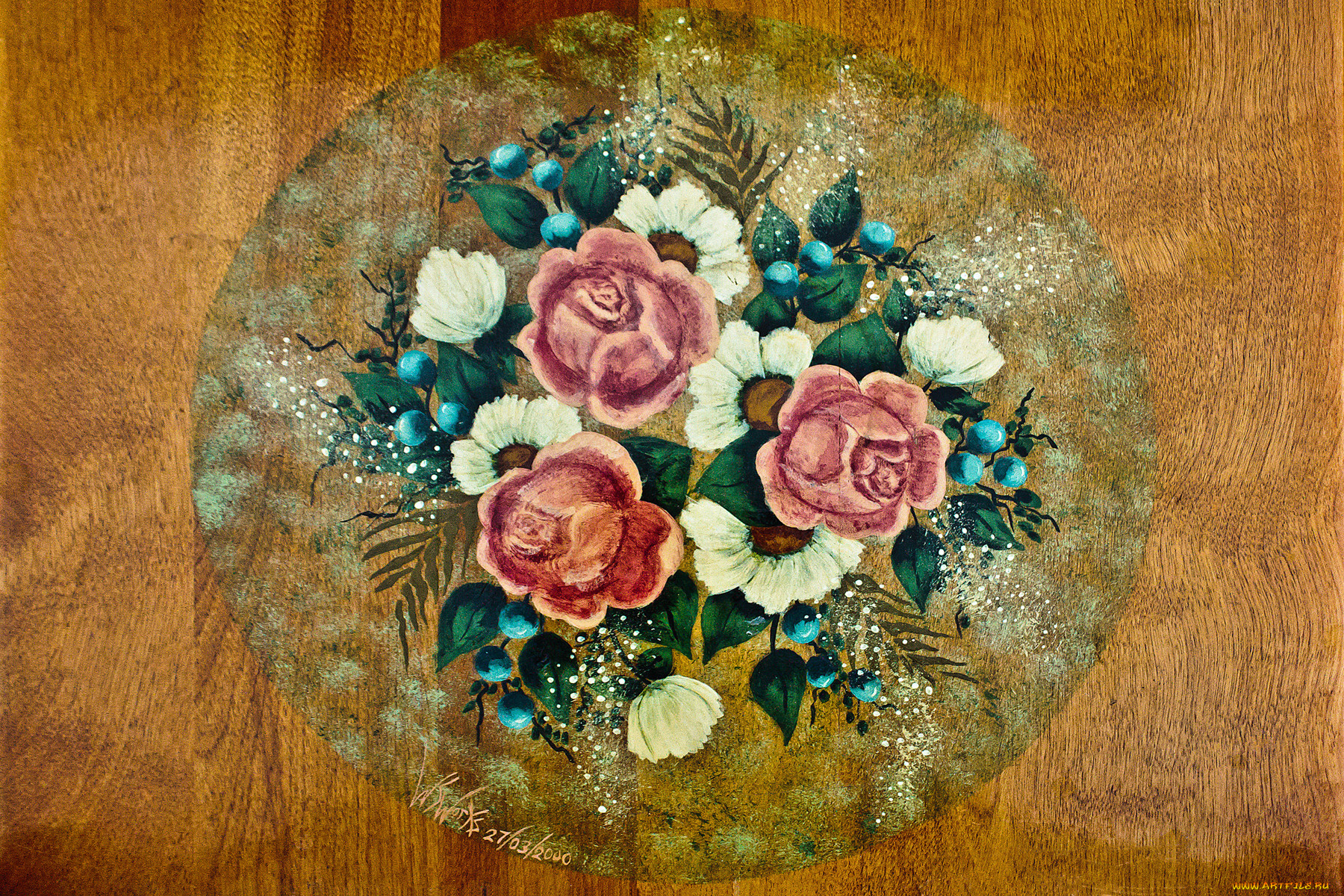 рисованные, цветы, доска