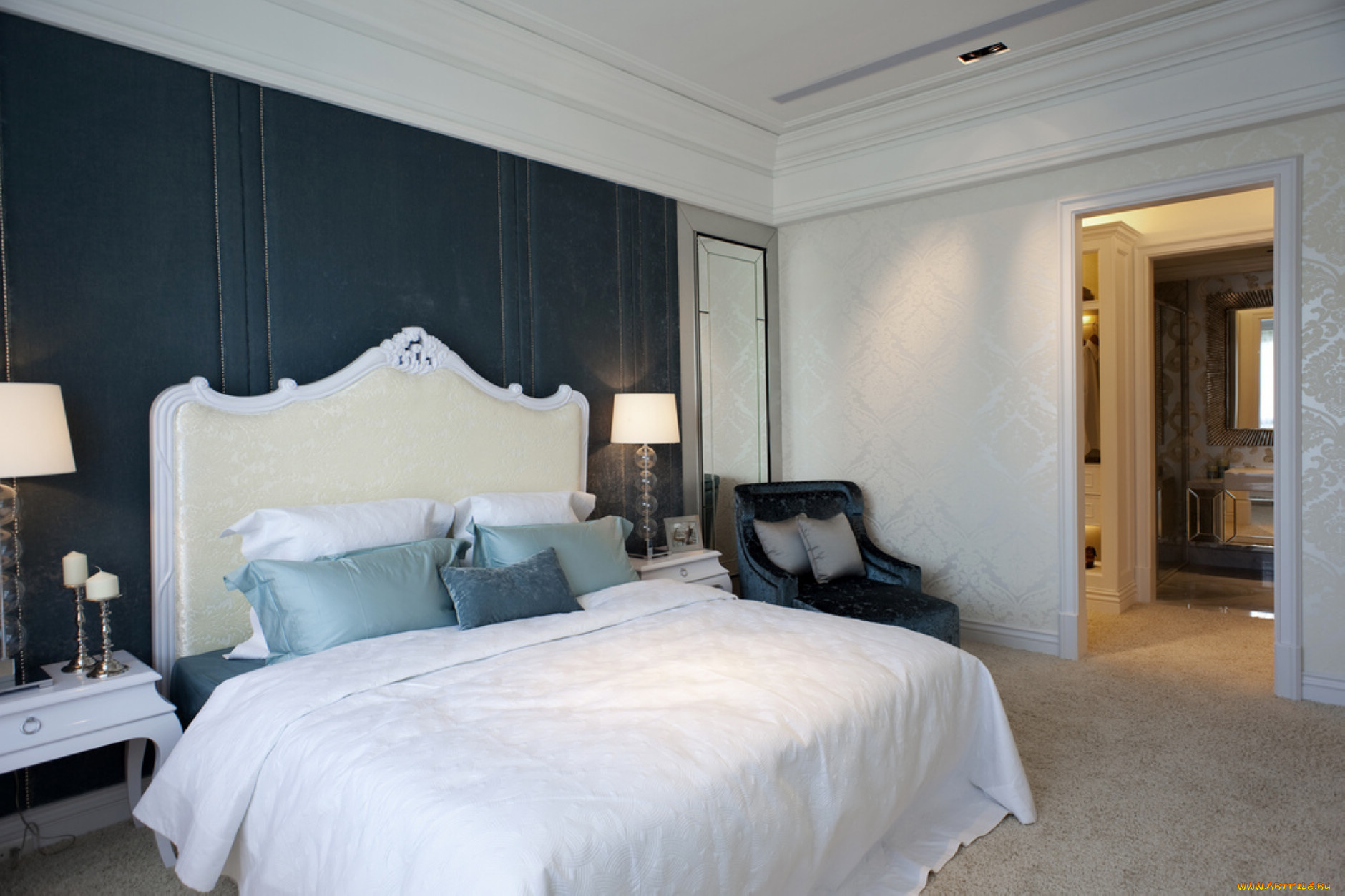 интерьер, спальня, кровать, подушки