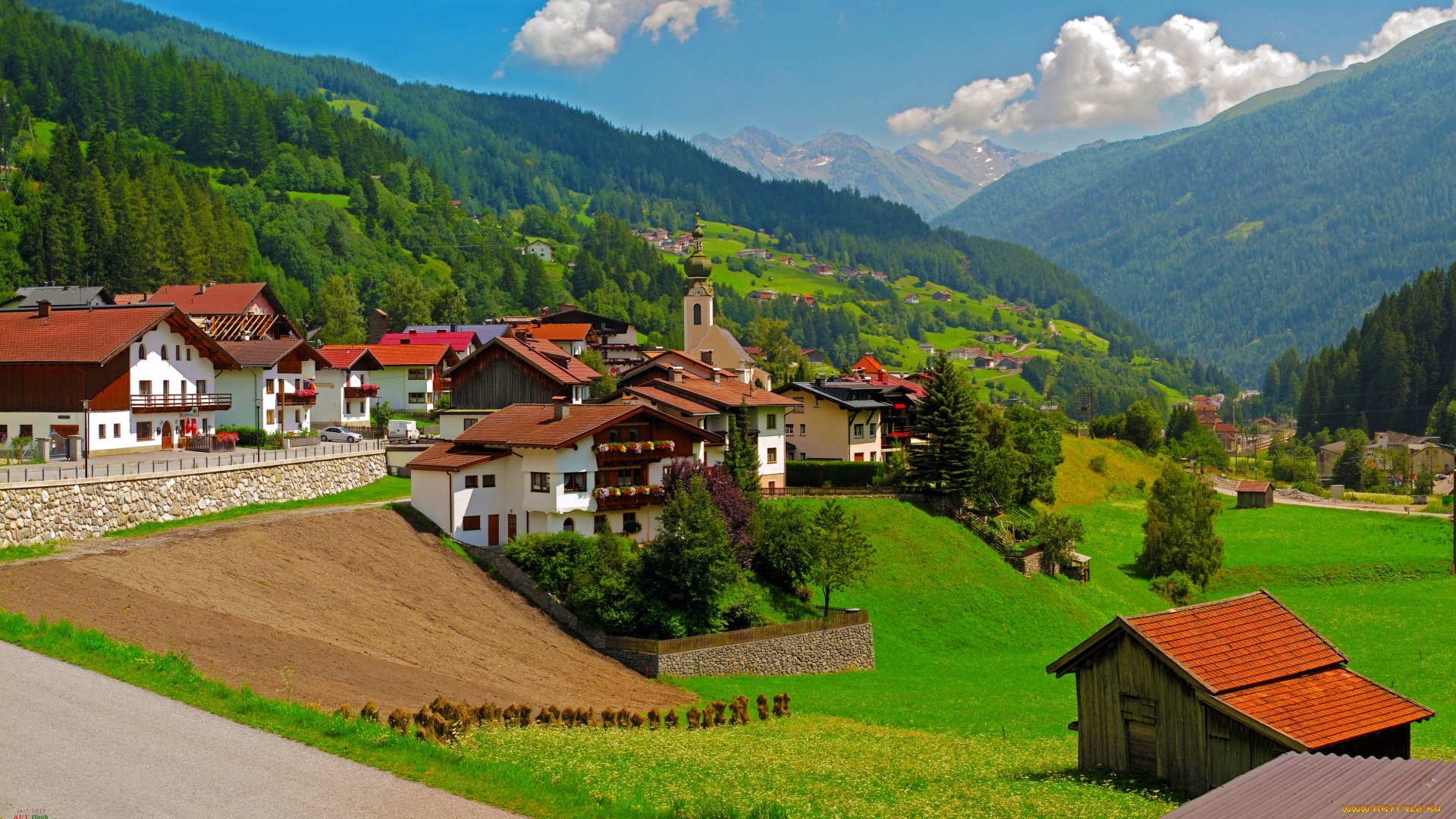 австрия, тироль, флирш, города, пейзажи