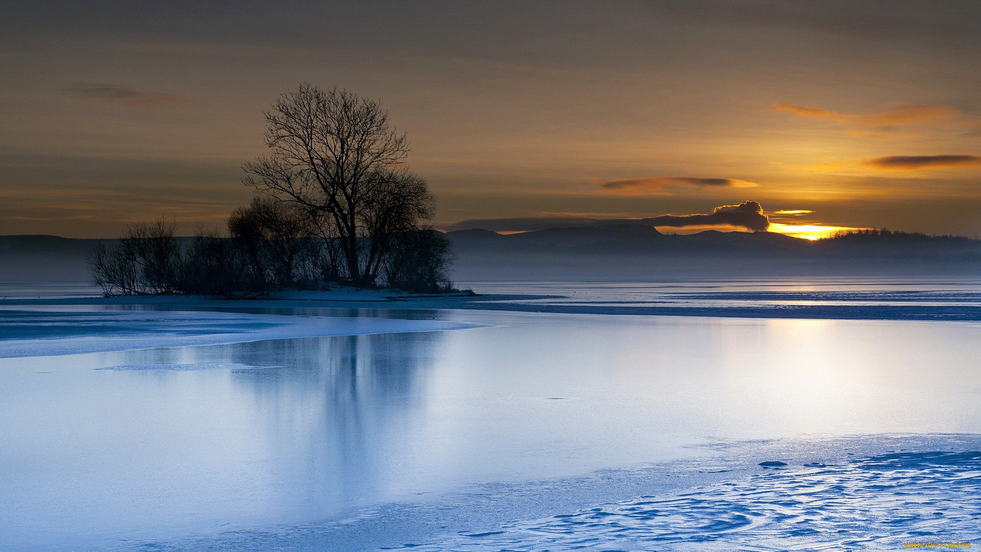 природа, восходы, закаты, закат, островок, река