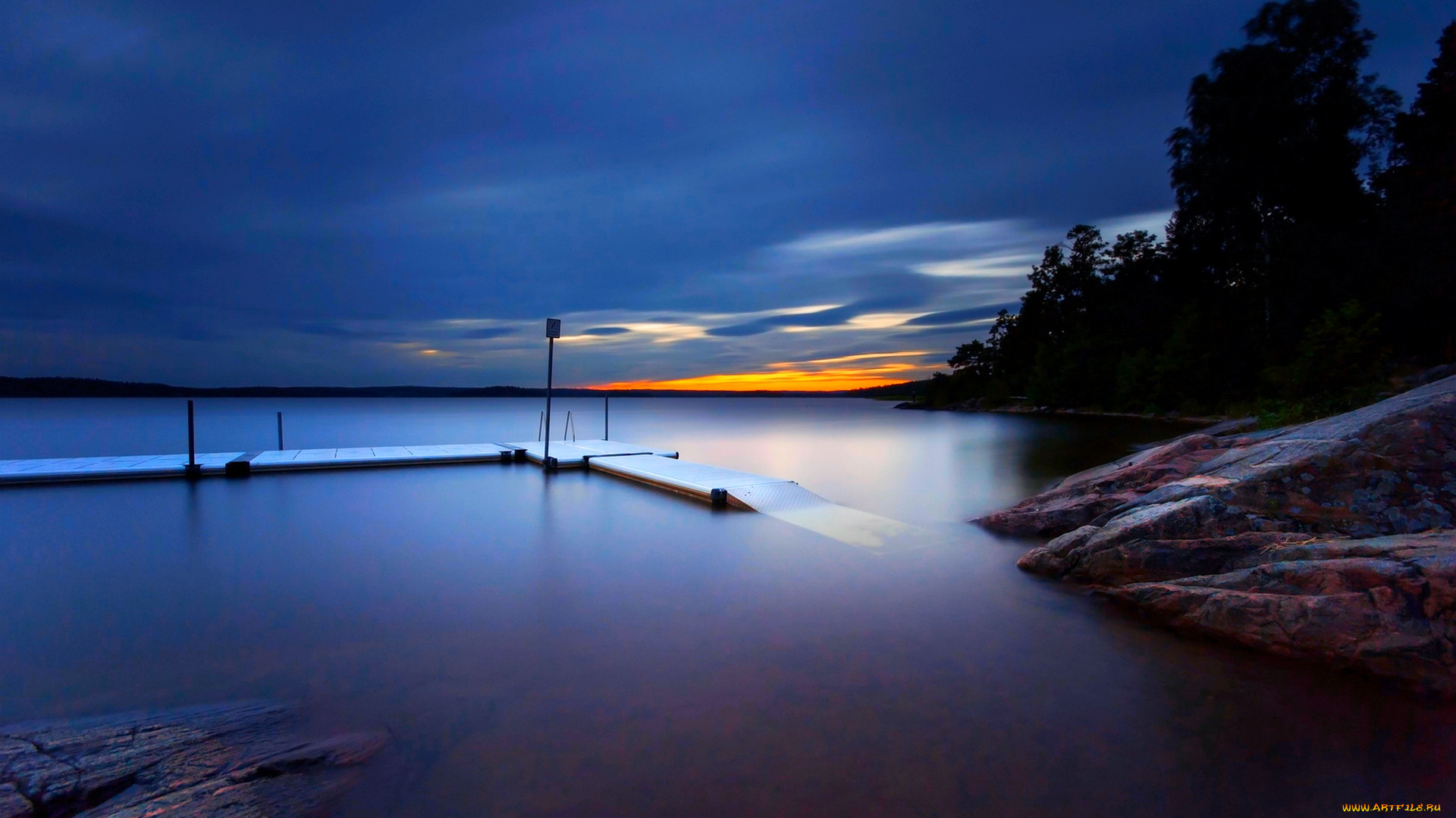 quite, lake, at, twilight, природа, реки, озера, вечер, озеро, сумрак