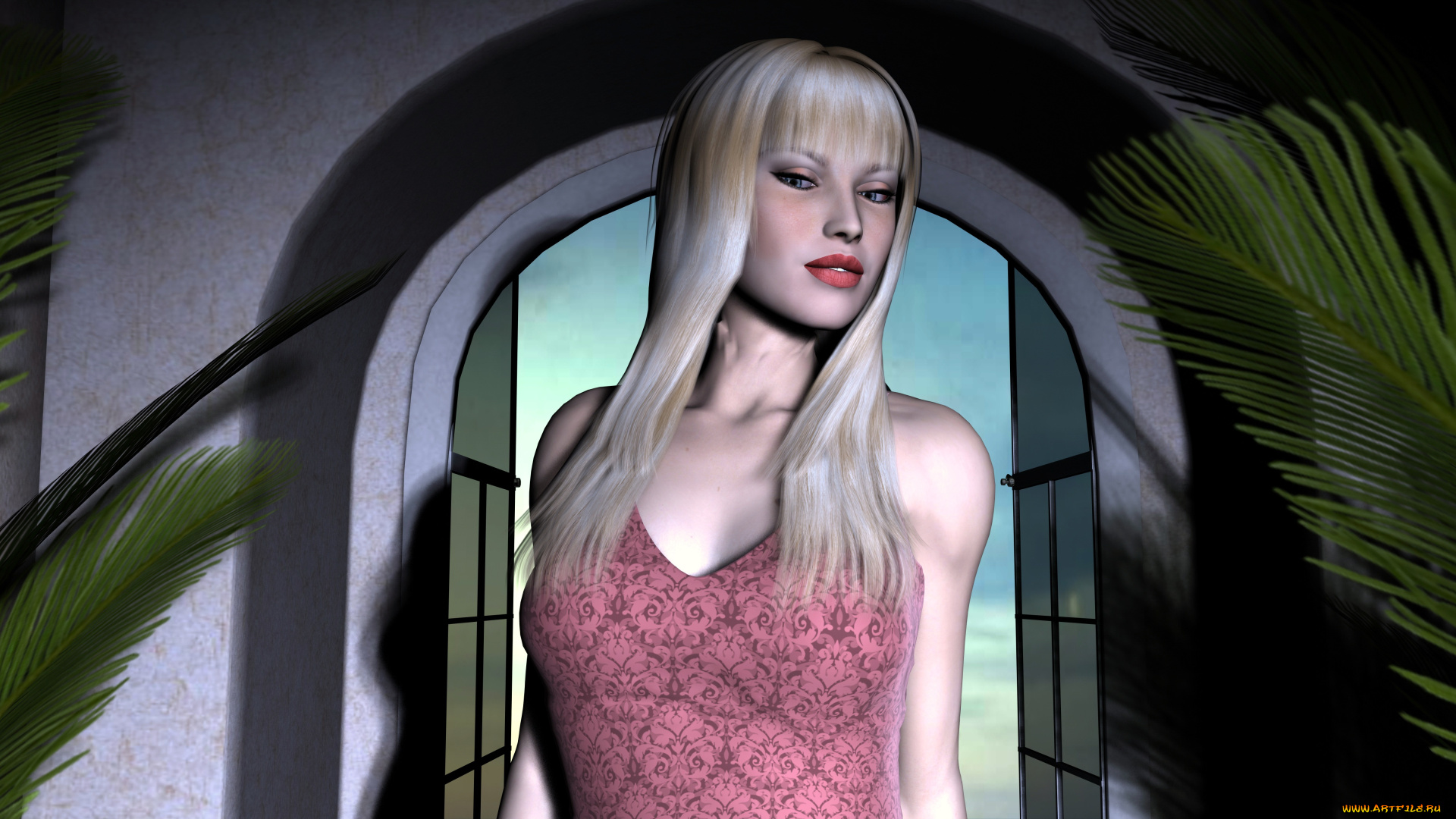 3д, графика, people, люди, окно, девушка