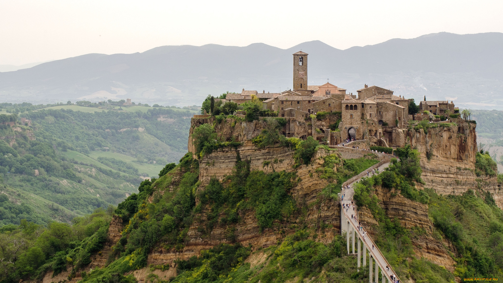Чивита, ди, баньореджо, италия, города, дворцы, замки, крепости, крепость, дорога