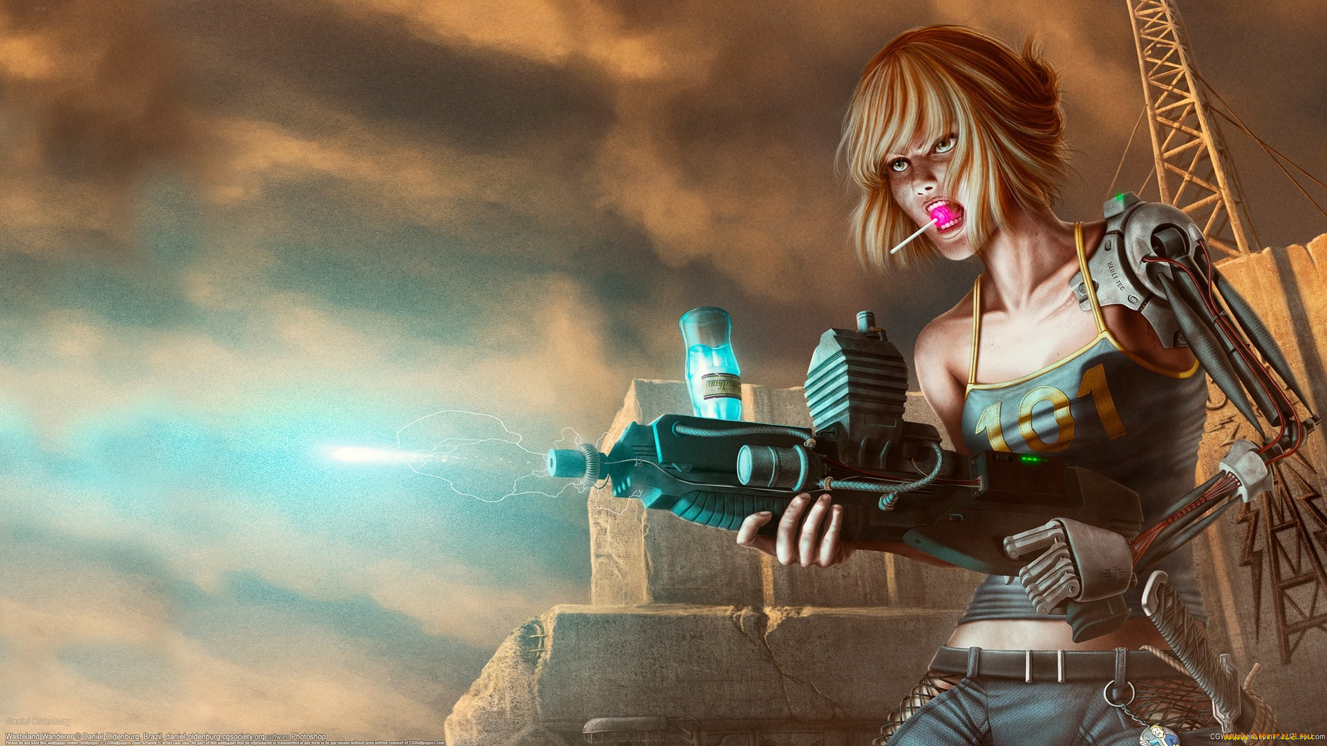 daniel, oldenburg, фэнтези, роботы, киборги, механизмы, девушка, оружие, леденец, киборг