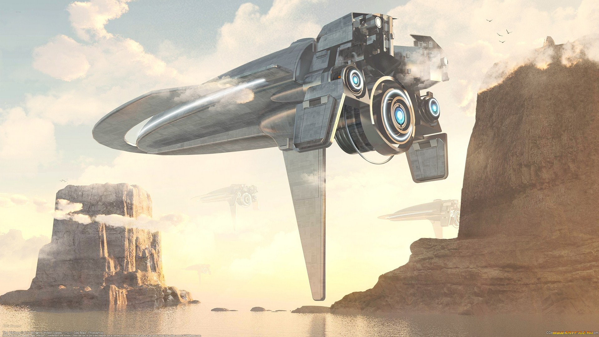 eric, brown, 3д, графика, fantasy, фантазия, звездолёт