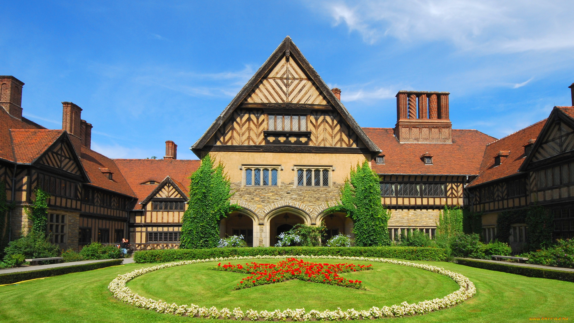 германия, бранденбург, потсдам, города, здания, дома, цветы, ландшафт, дом