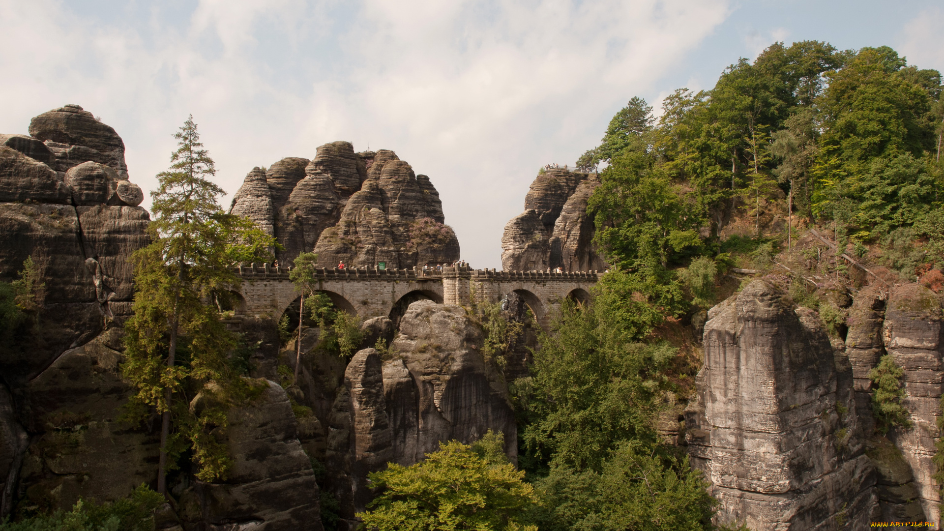 германия, саксония, ломен, города, мосты, мост-крепость, горы