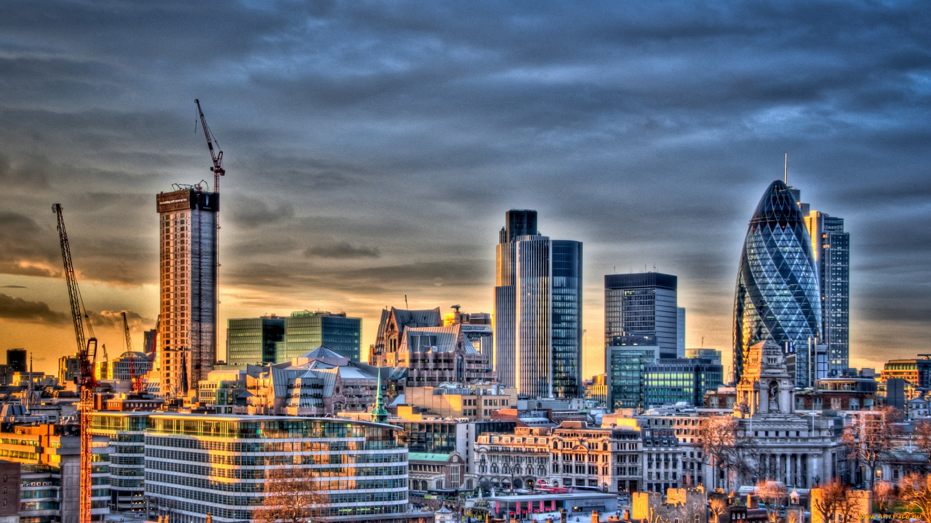 города, лондон, великобритания, небоскребы, панорама