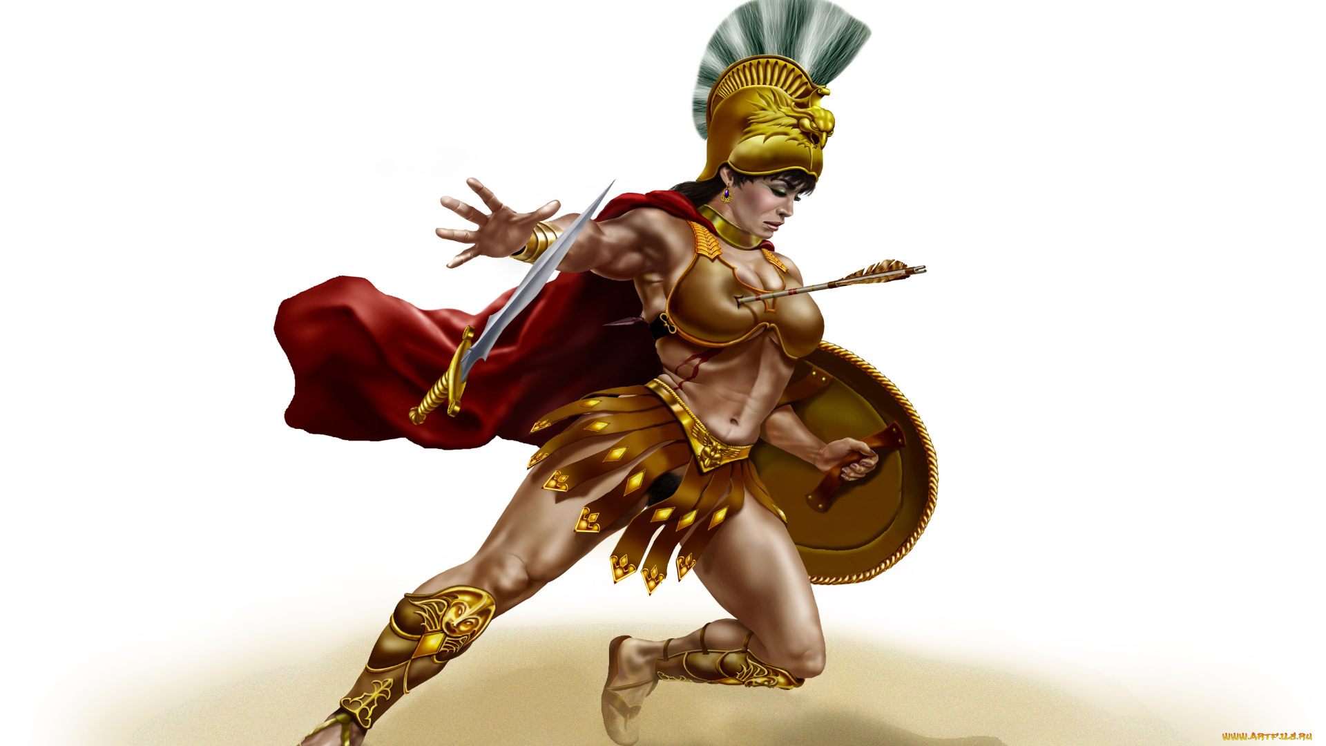 рисованные, армия, щит, амазонка, воин, девушка, стрела, меч