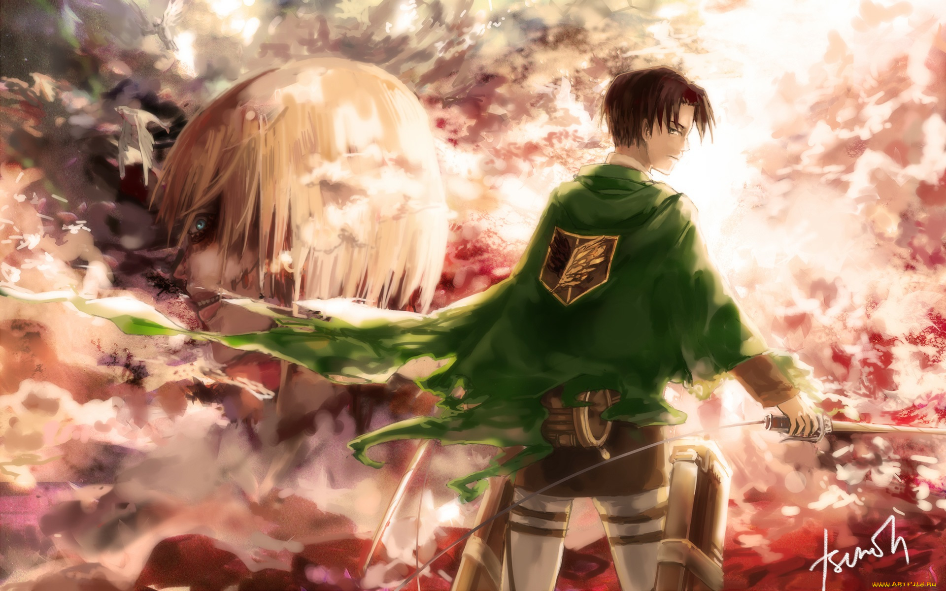 levi, аниме, shingeki, no, kyojin, образ, парень, меч
