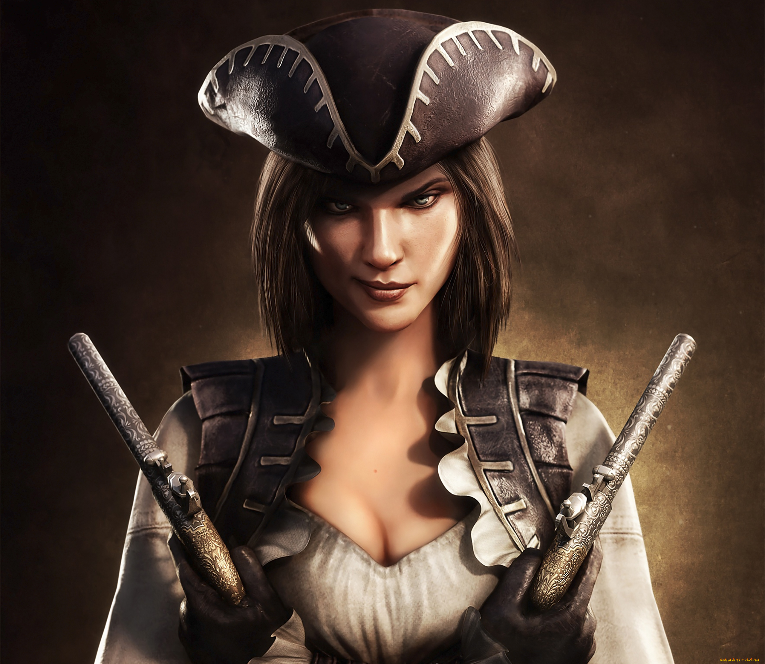 ssassin`s, creed, iv, black, flag, видео, игры, assassin`s, треуголка, револьвер