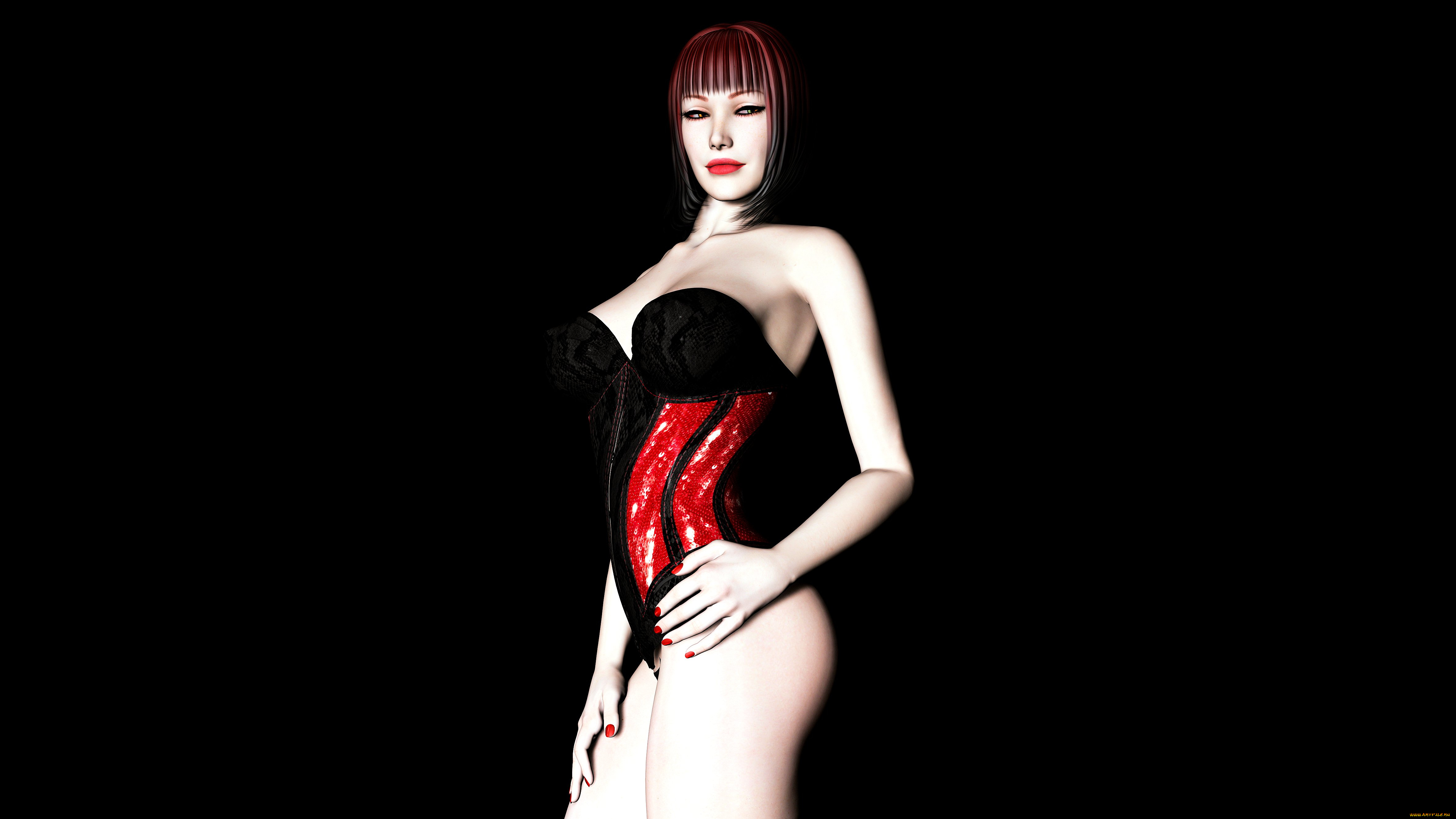 3д, графика, people, люди, девушка, корсет