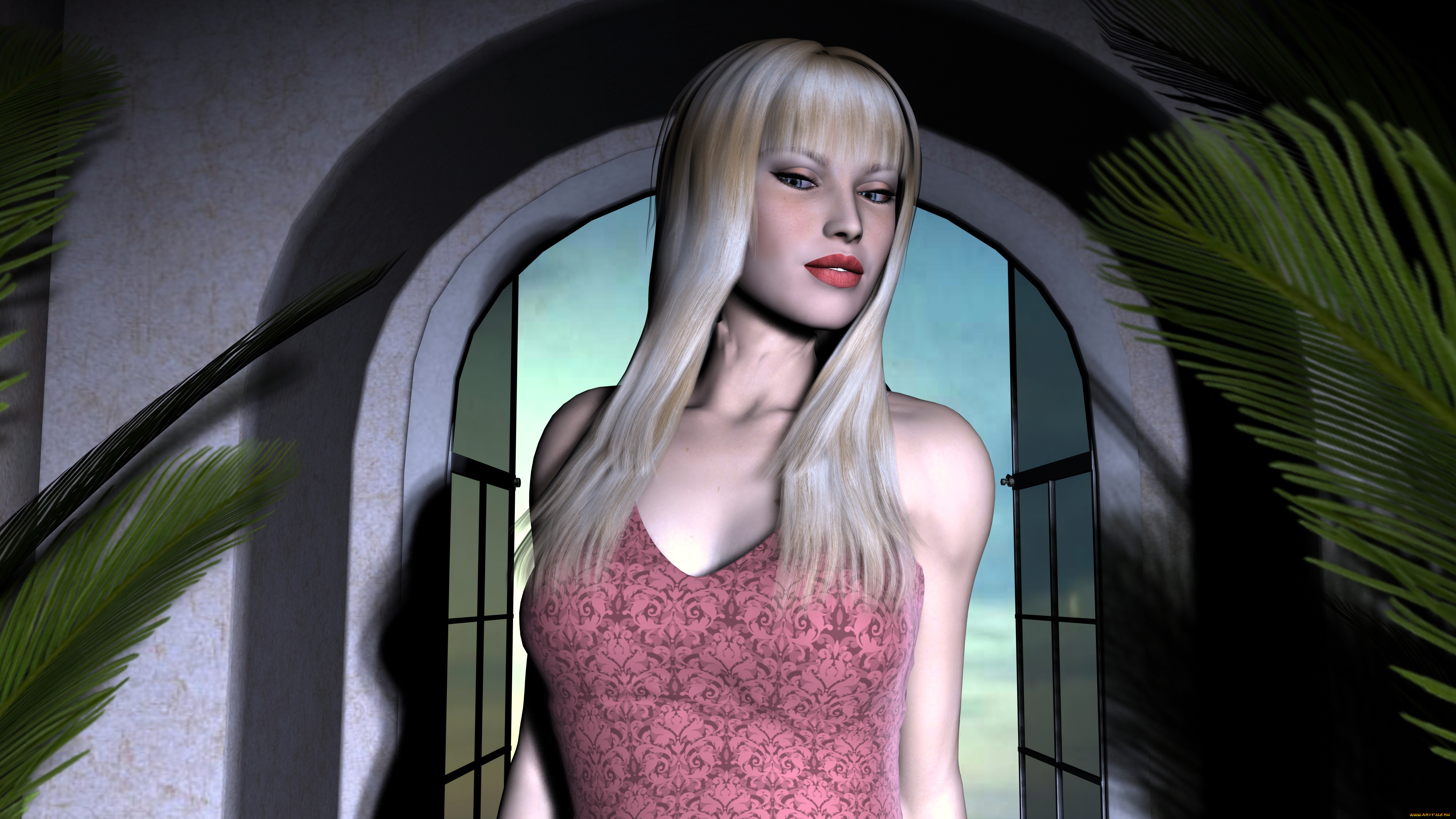 3д, графика, people, люди, окно, девушка