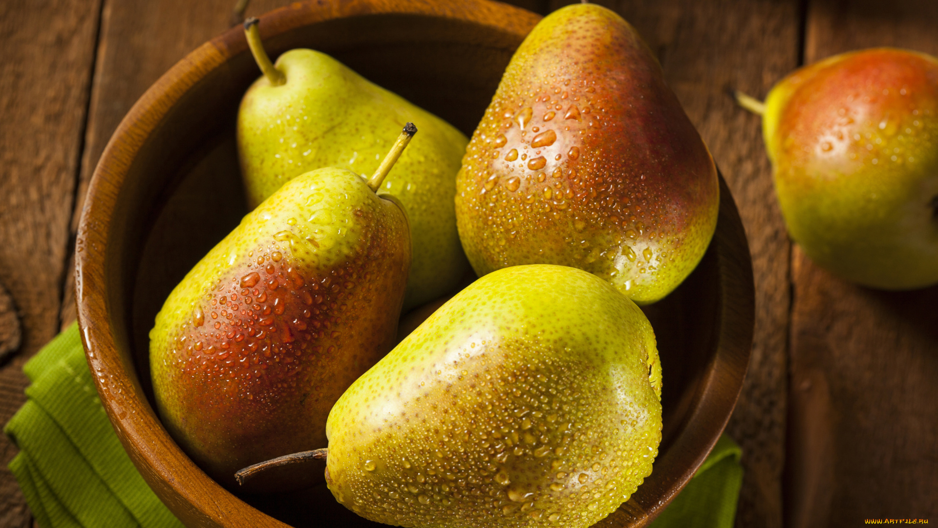 еда, груши, миска