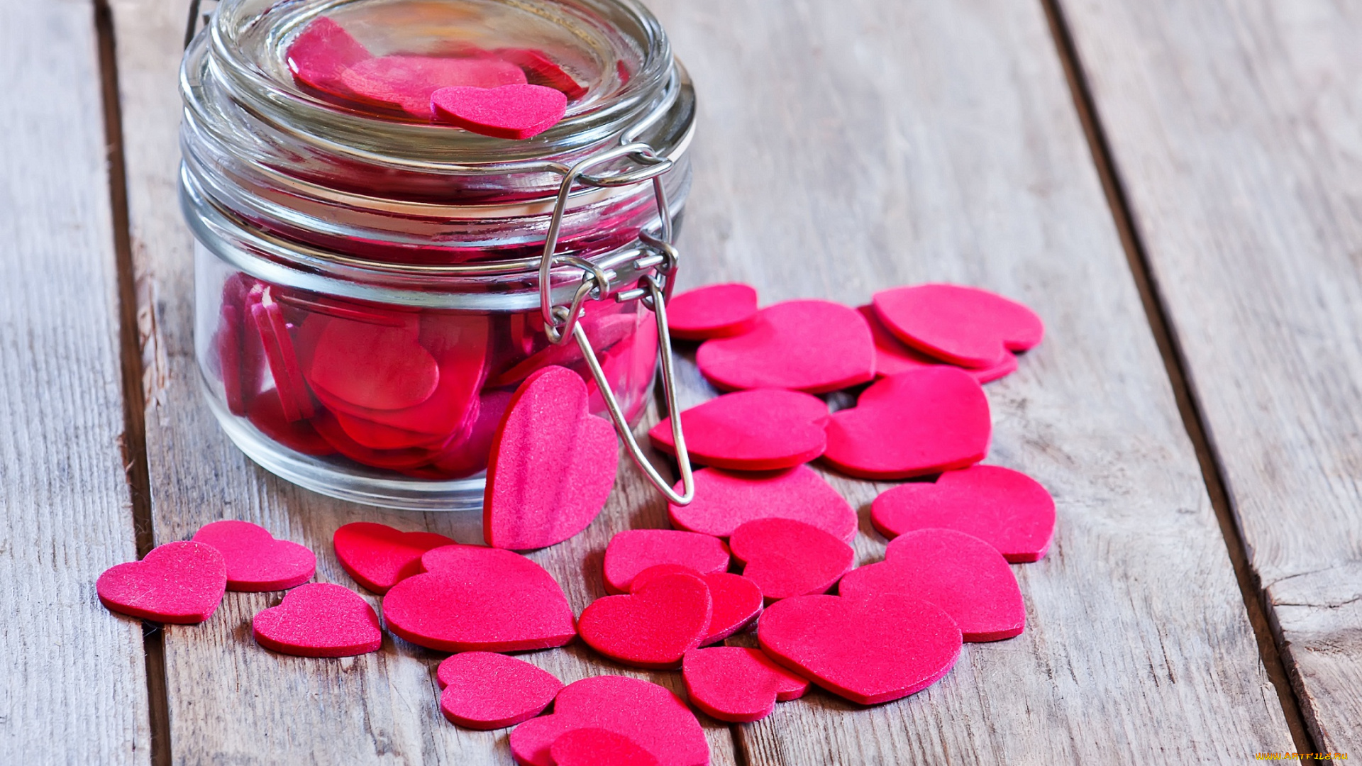 праздничные, день, святого, валентина, , сердечки, , любовь, розовые, сердечки, сердце, доски, банка