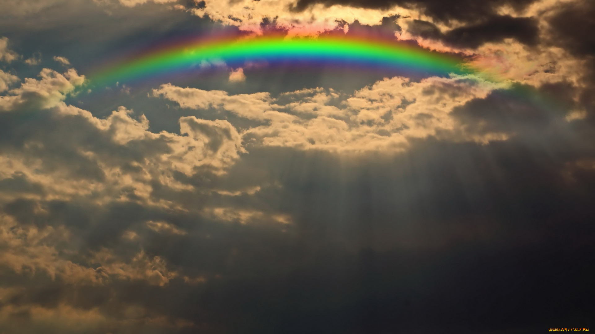 природа, радуга, облака