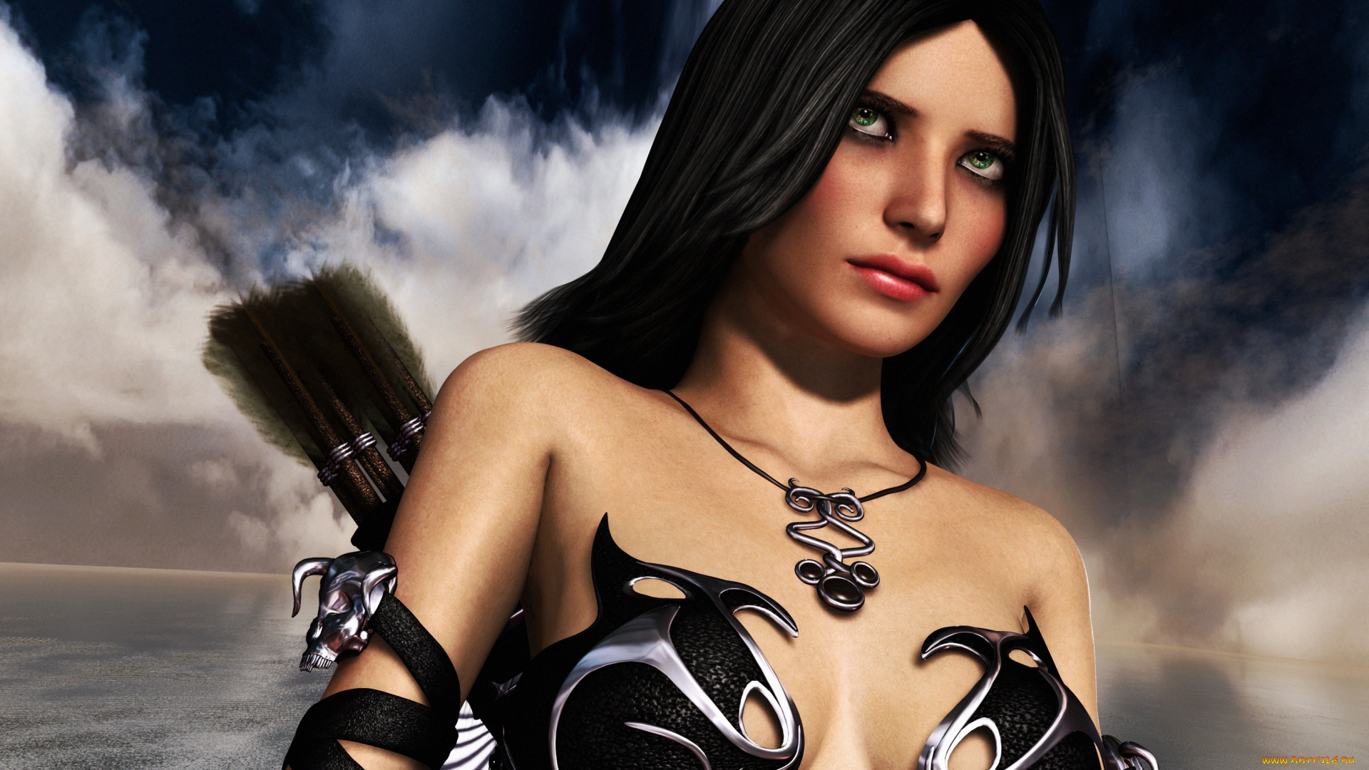 3д, графика, амазонки, , amazon, девушка, взгляд, фон