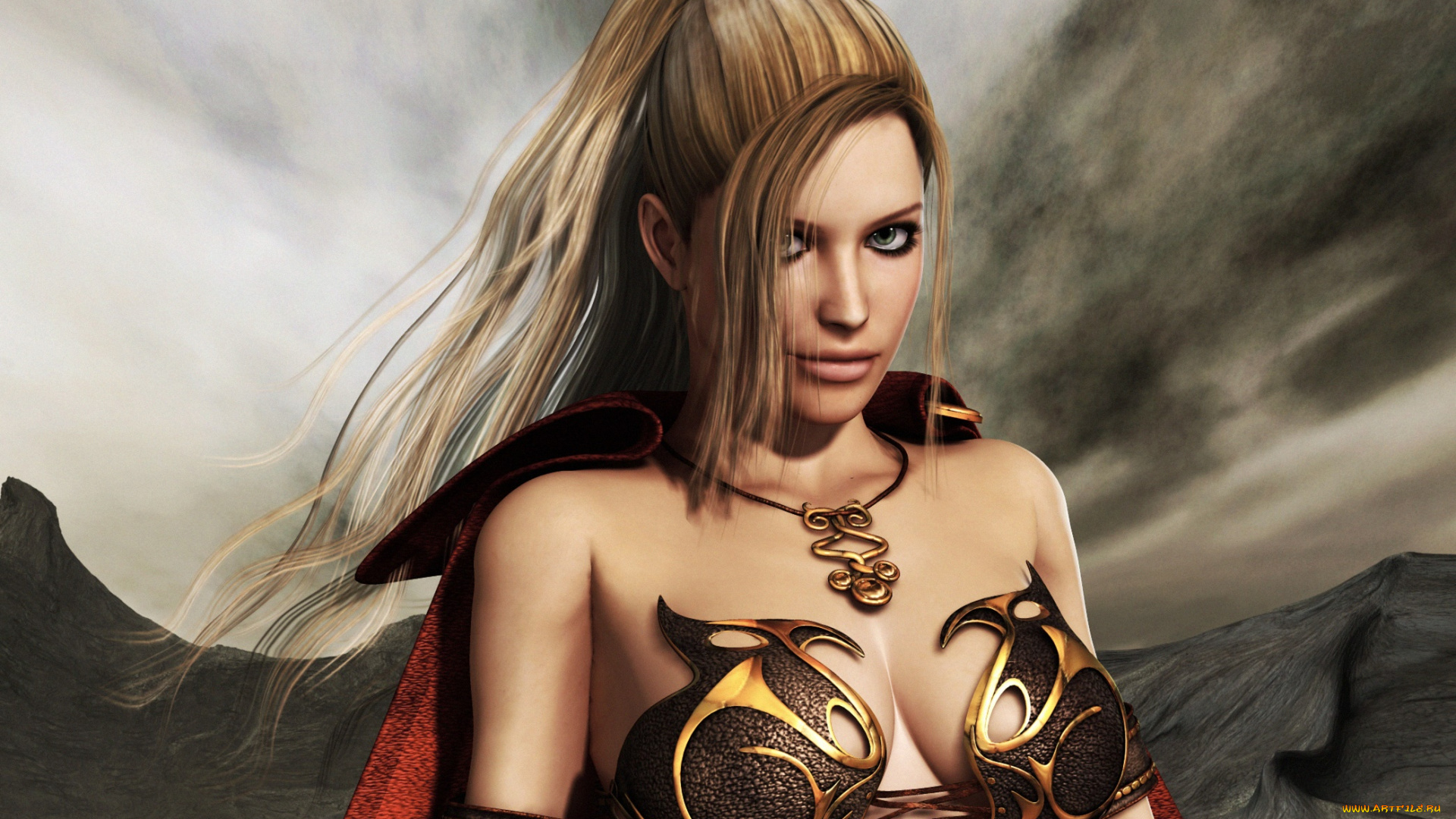 3д, графика, амазонки, , amazon, взгляд, девушка, фон