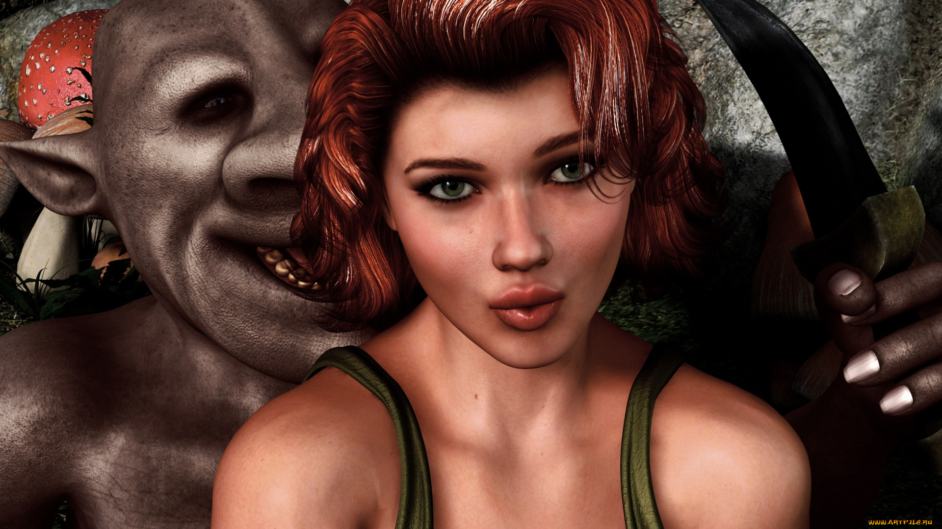 3д, графика, фантазия, , fantasy, фон, взгляд, девушка