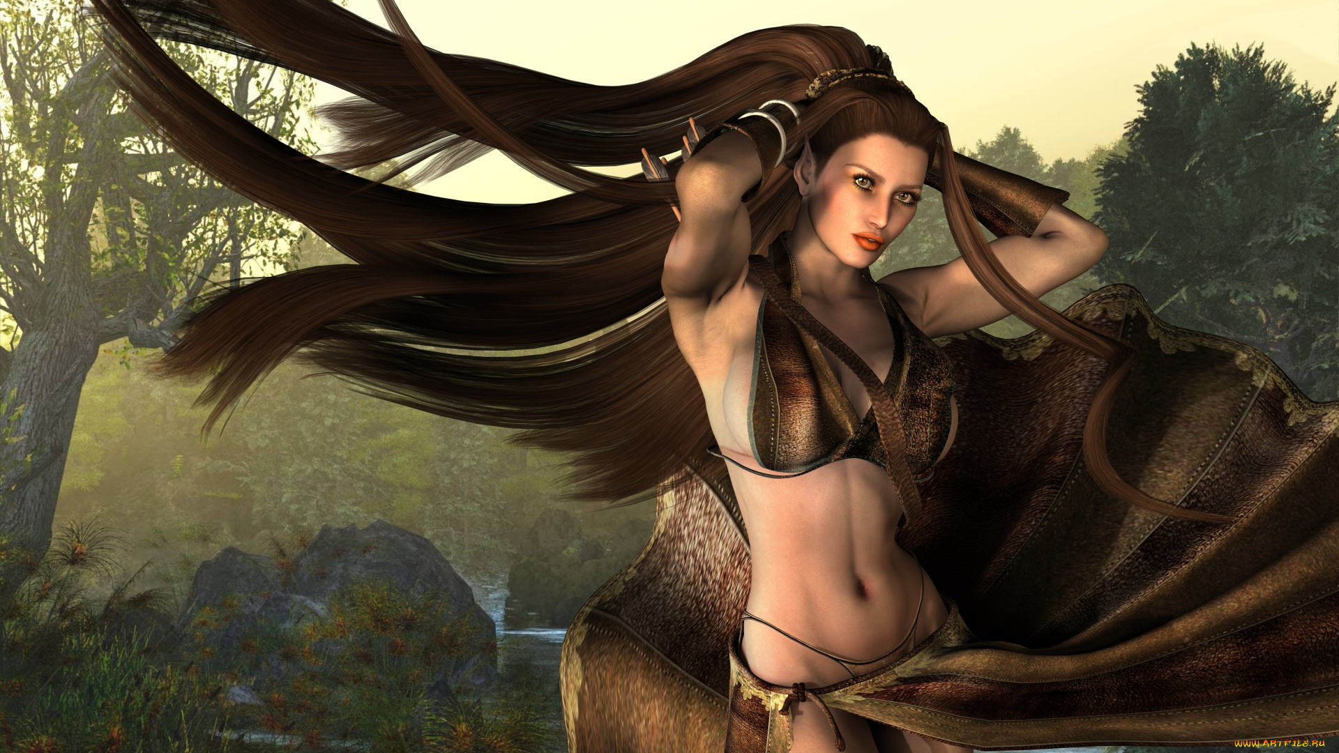 3д, графика, люди, , people, девушка, взгляд, фон, волосы