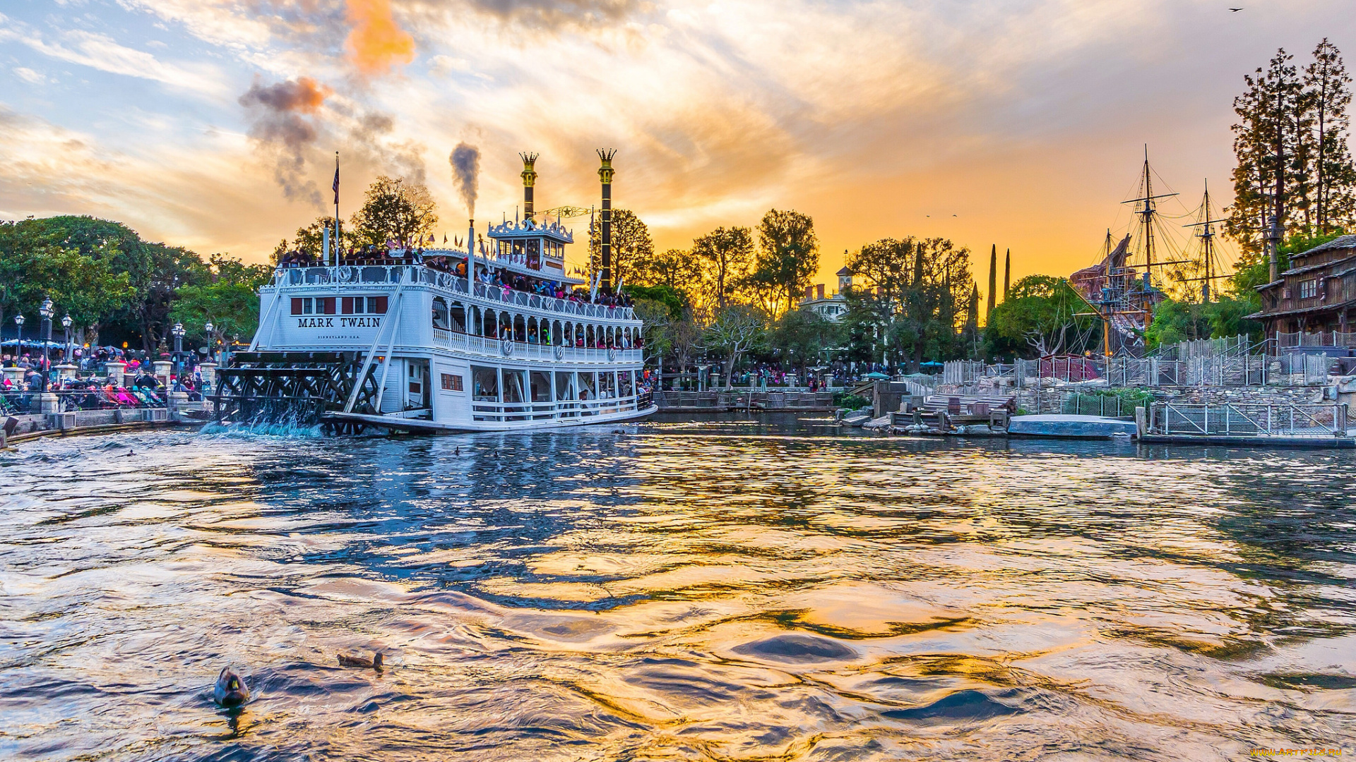 mark, twain, sunset, корабли, пароходы, пароход, колесный