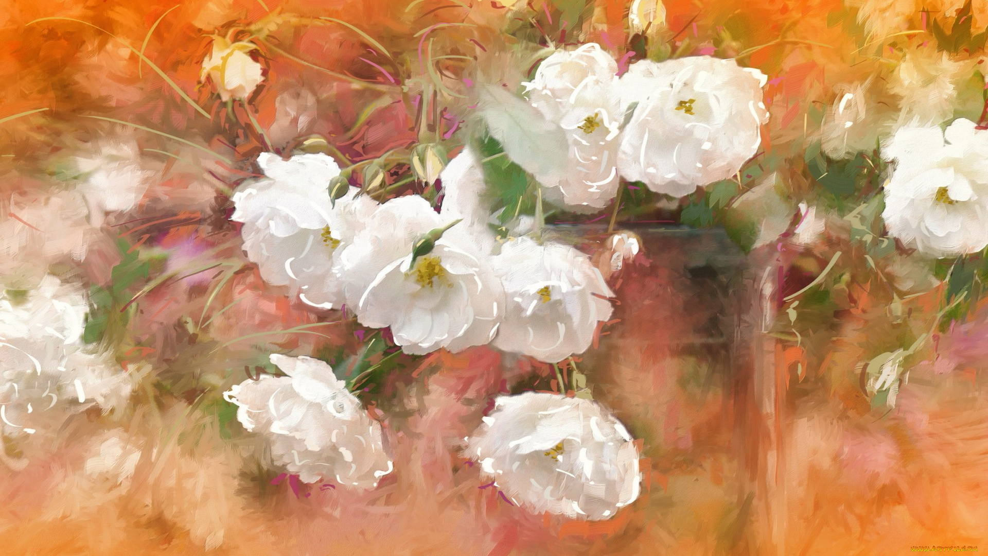 рисованное, цветы, фон, текстура