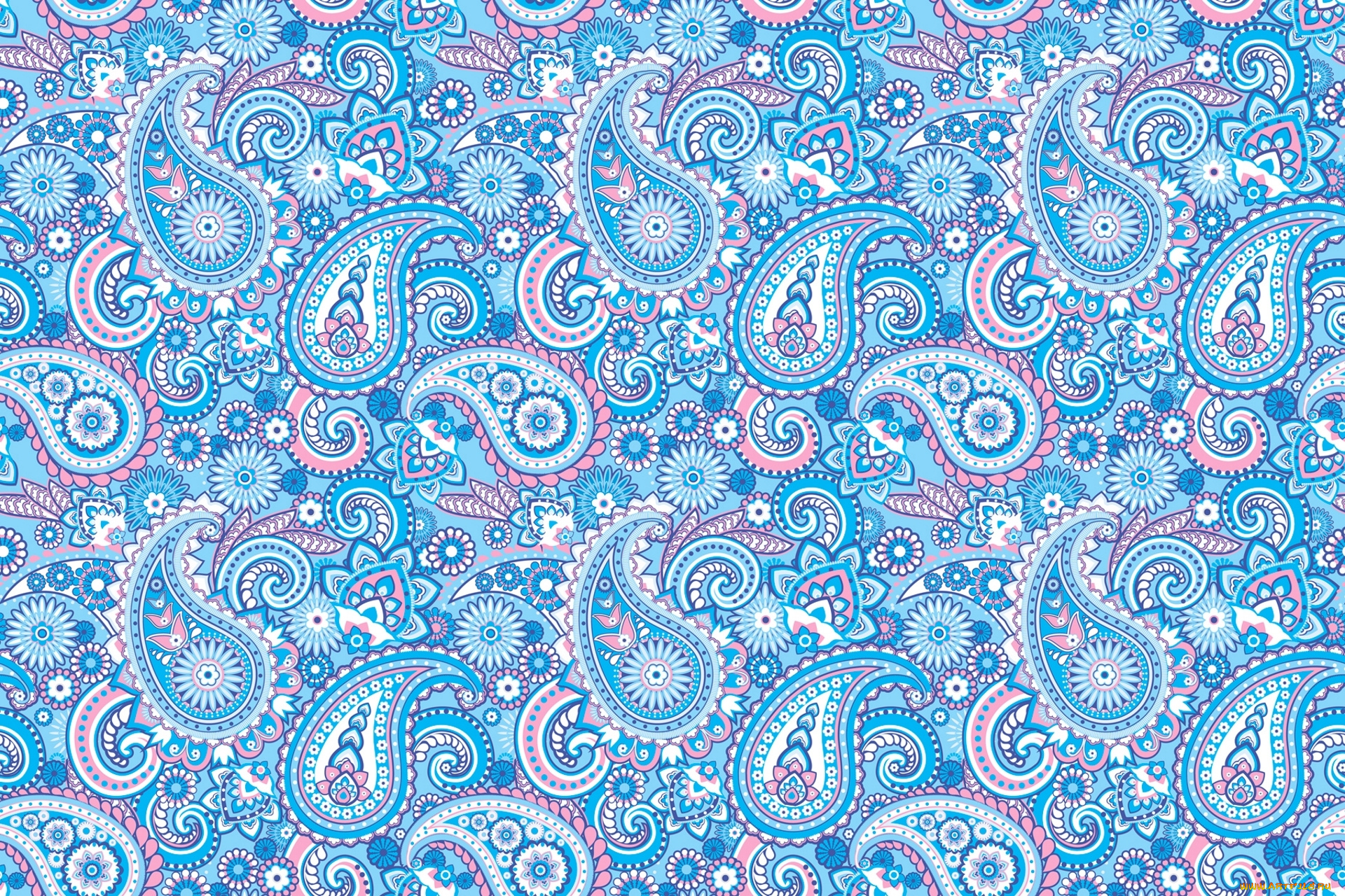 векторная, графика, другое, , other, голубой, пейсли, орнамент, узор, индийские, огурцы