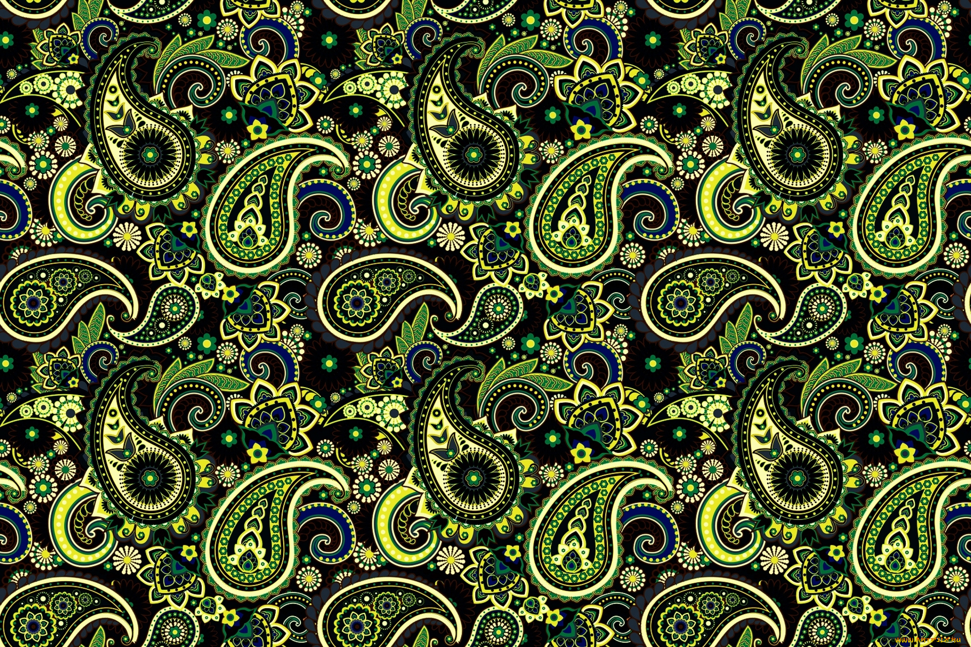 векторная, графика, другое, , other, узор, пейсли, зеленый, орнамент