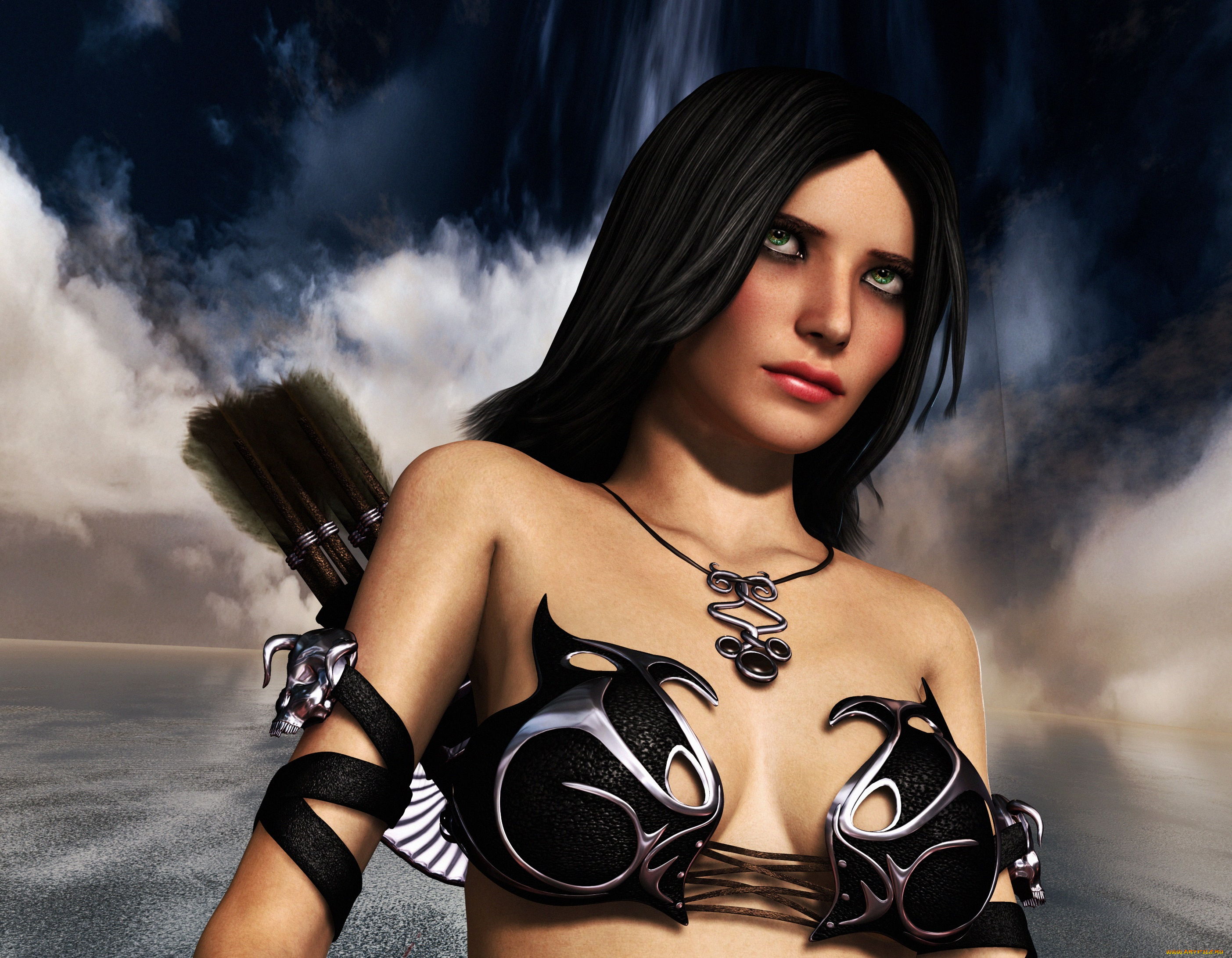 3д, графика, амазонки, , amazon, девушка, взгляд, фон