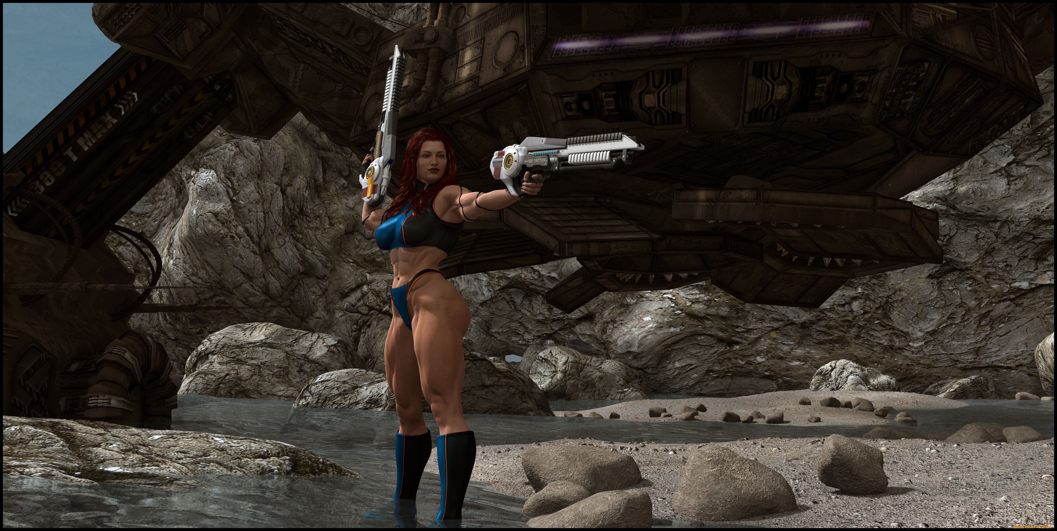 3д, графика, фантазия, , fantasy, фон, оружие, взгляд, девушка