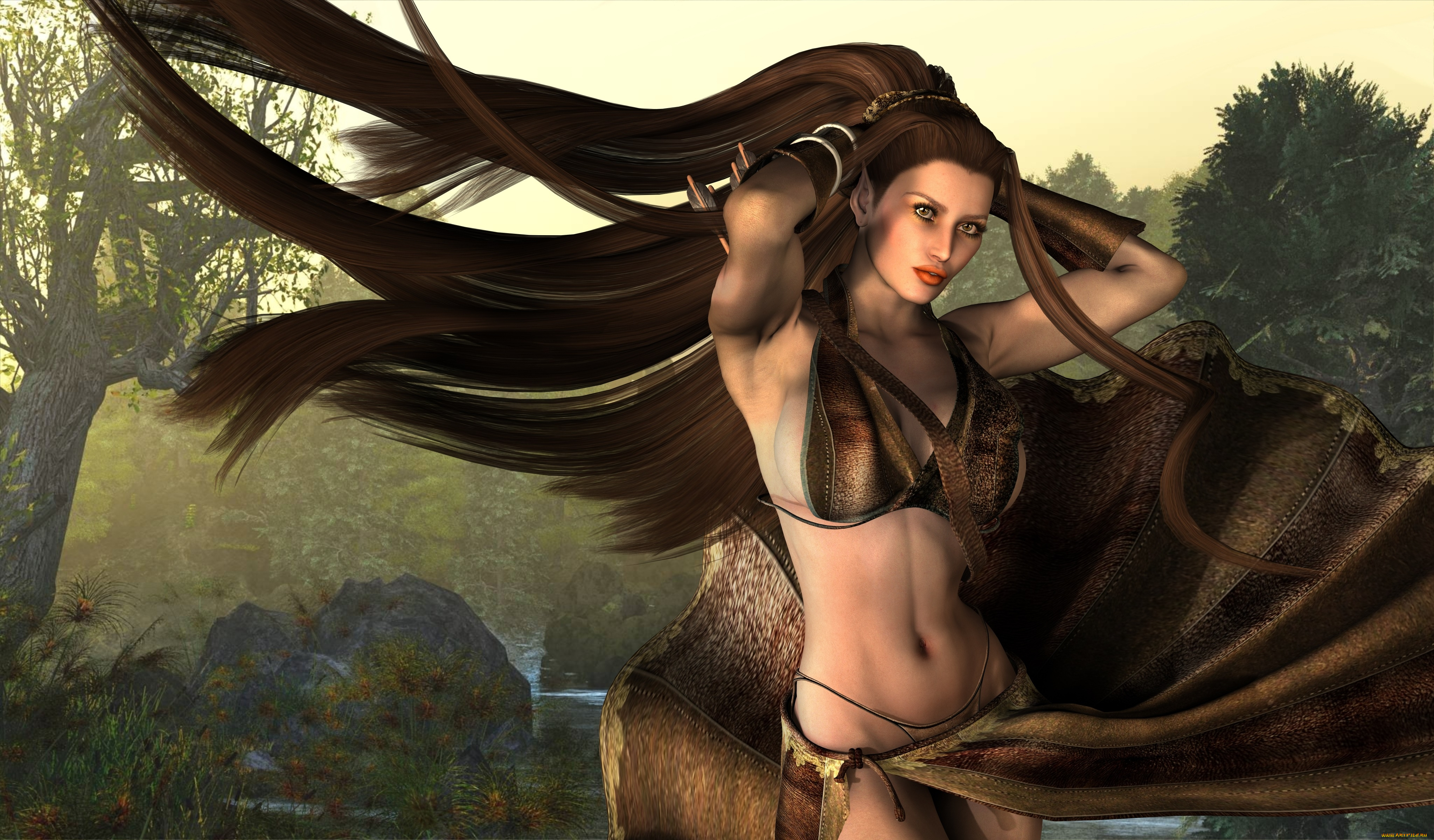 3д, графика, люди, , people, девушка, взгляд, фон, волосы