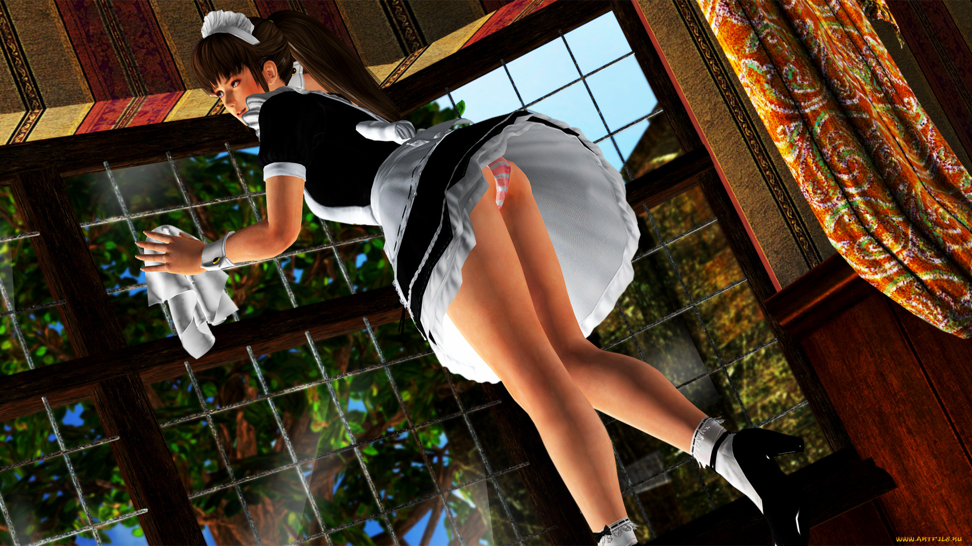 3д, графика, аниме, , anime, девушка, взгляд, фон