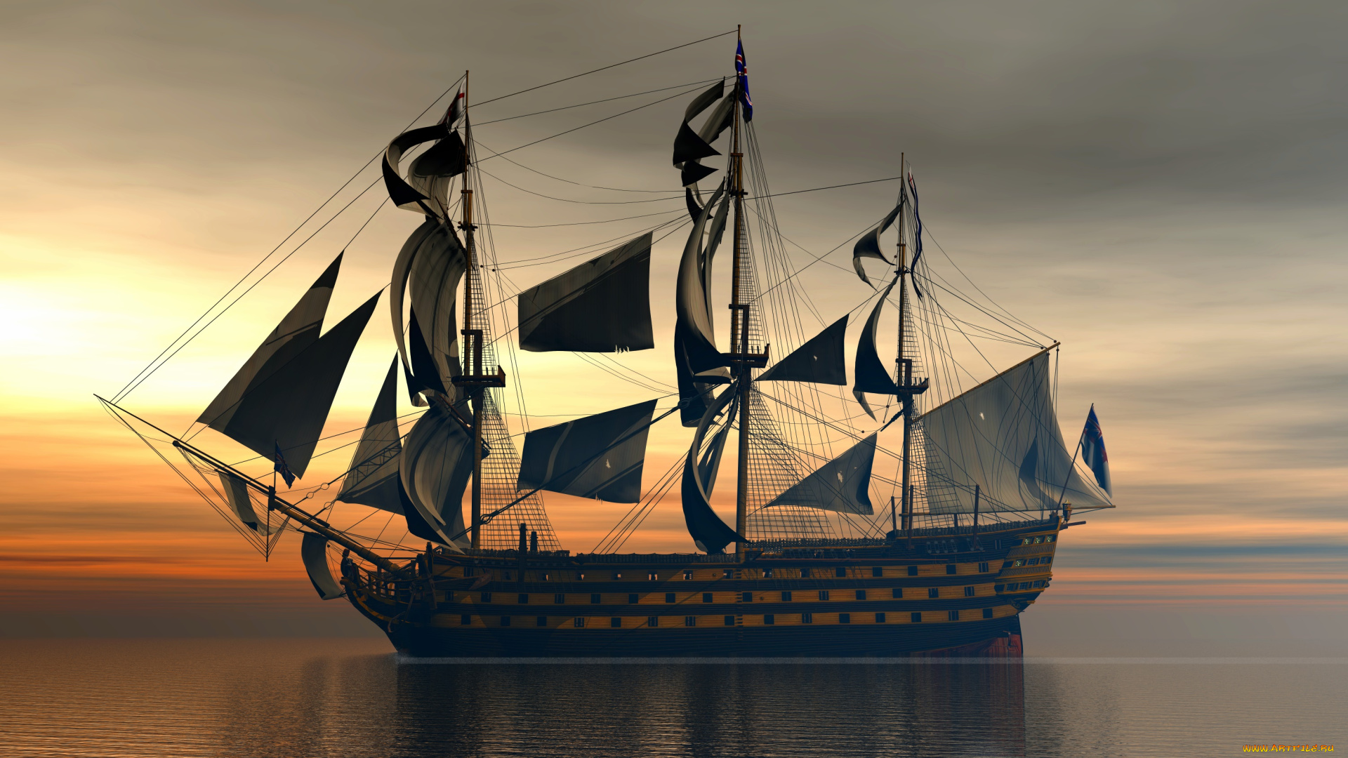 3д, графика, моделирование, , modeling, парусник