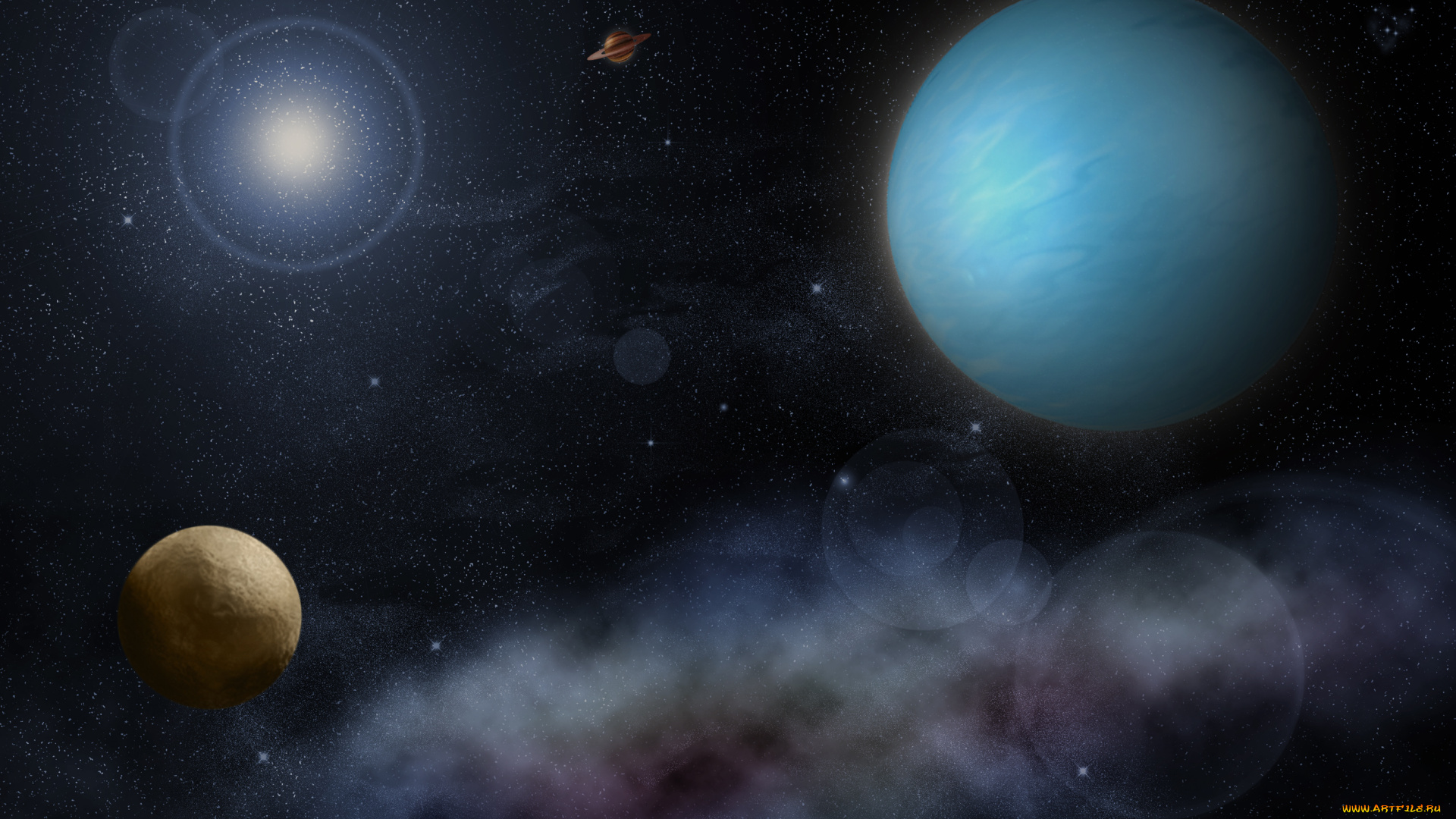 космос, арт, галактика, вселенная, планеты