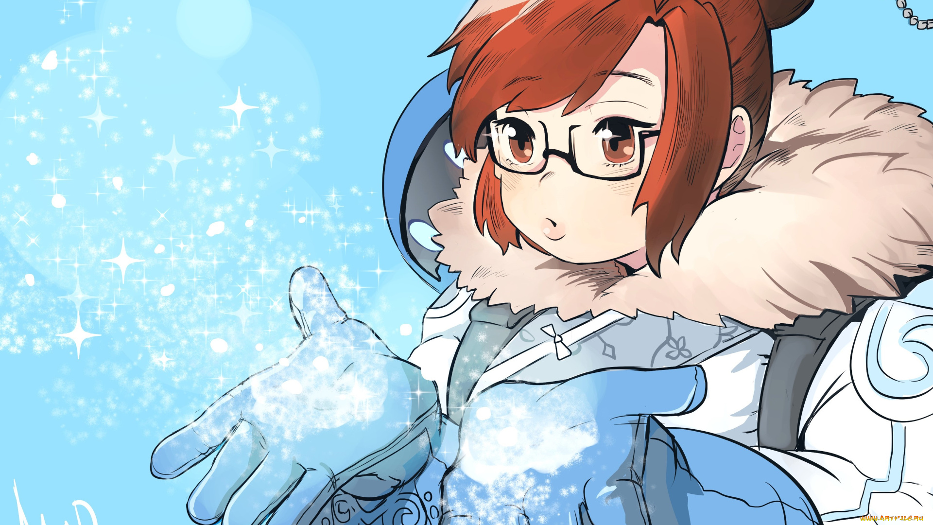 видео, игры, overwatch, девушка, взгляд, фон