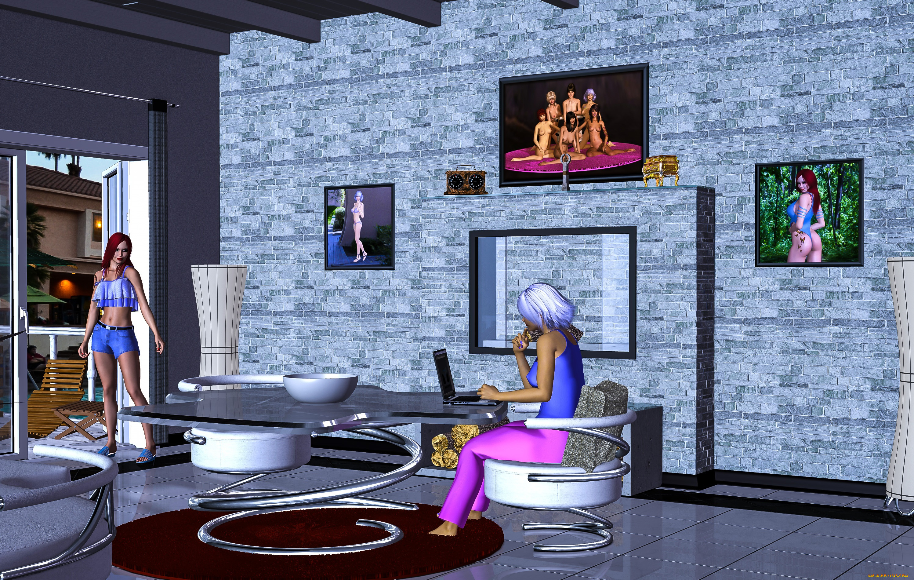 3д, графика, люди, , people, фон, взгляд, девушки