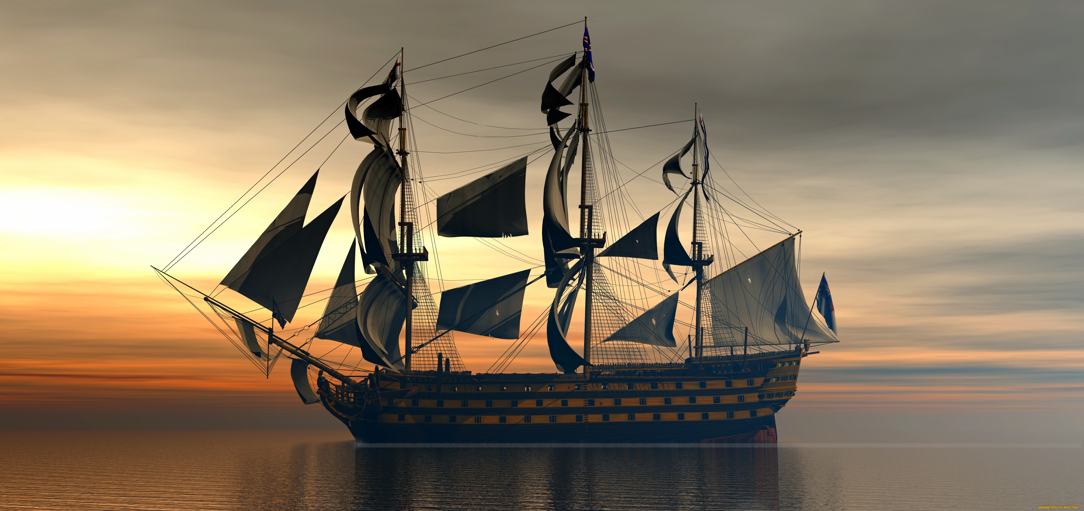 3д, графика, моделирование, , modeling, парусник