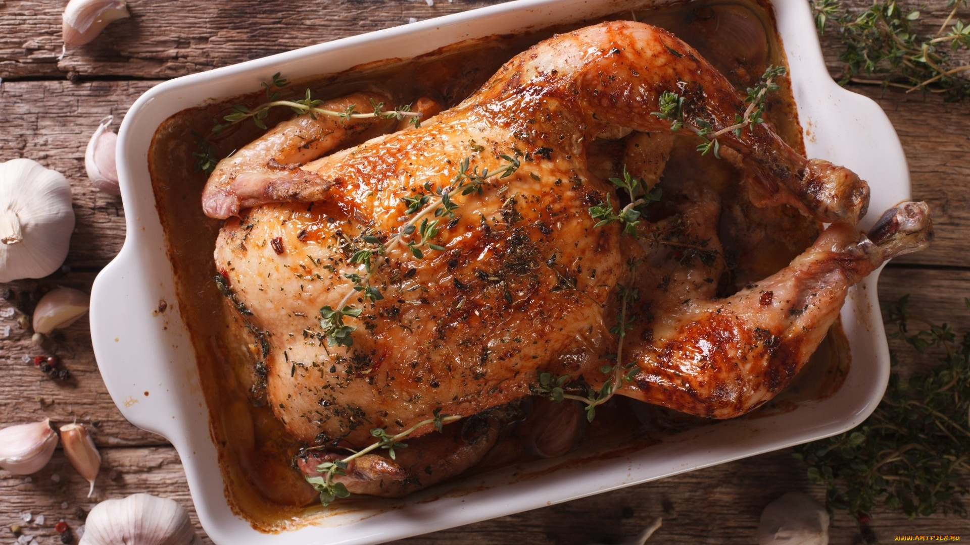 еда, мясные, блюда, чеснок, запеченная, курица, розмарин